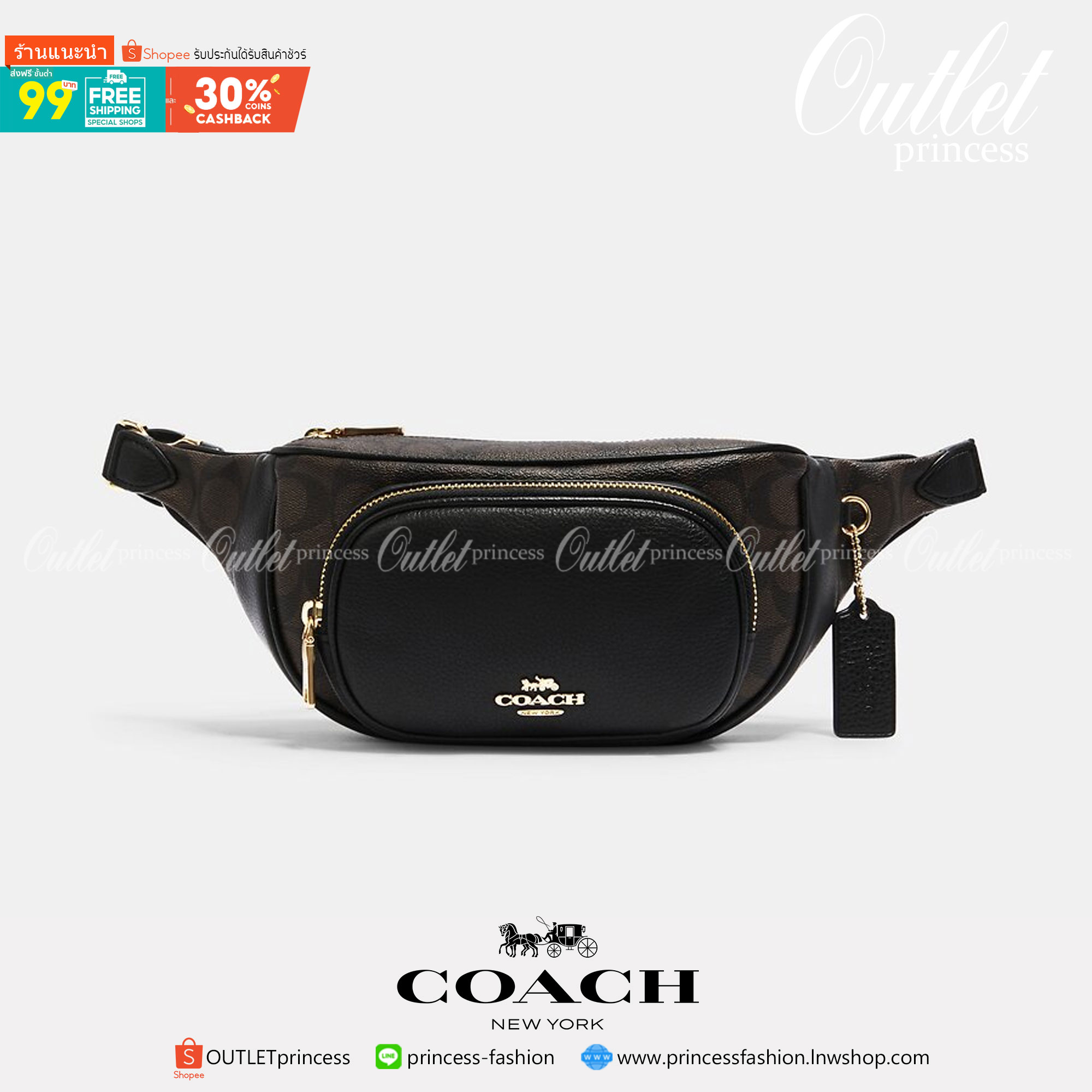 ของแท้ 💯% COACH 6488 COURT BELT BAG รุ่น : 6488 LTH COURT BELT BAG