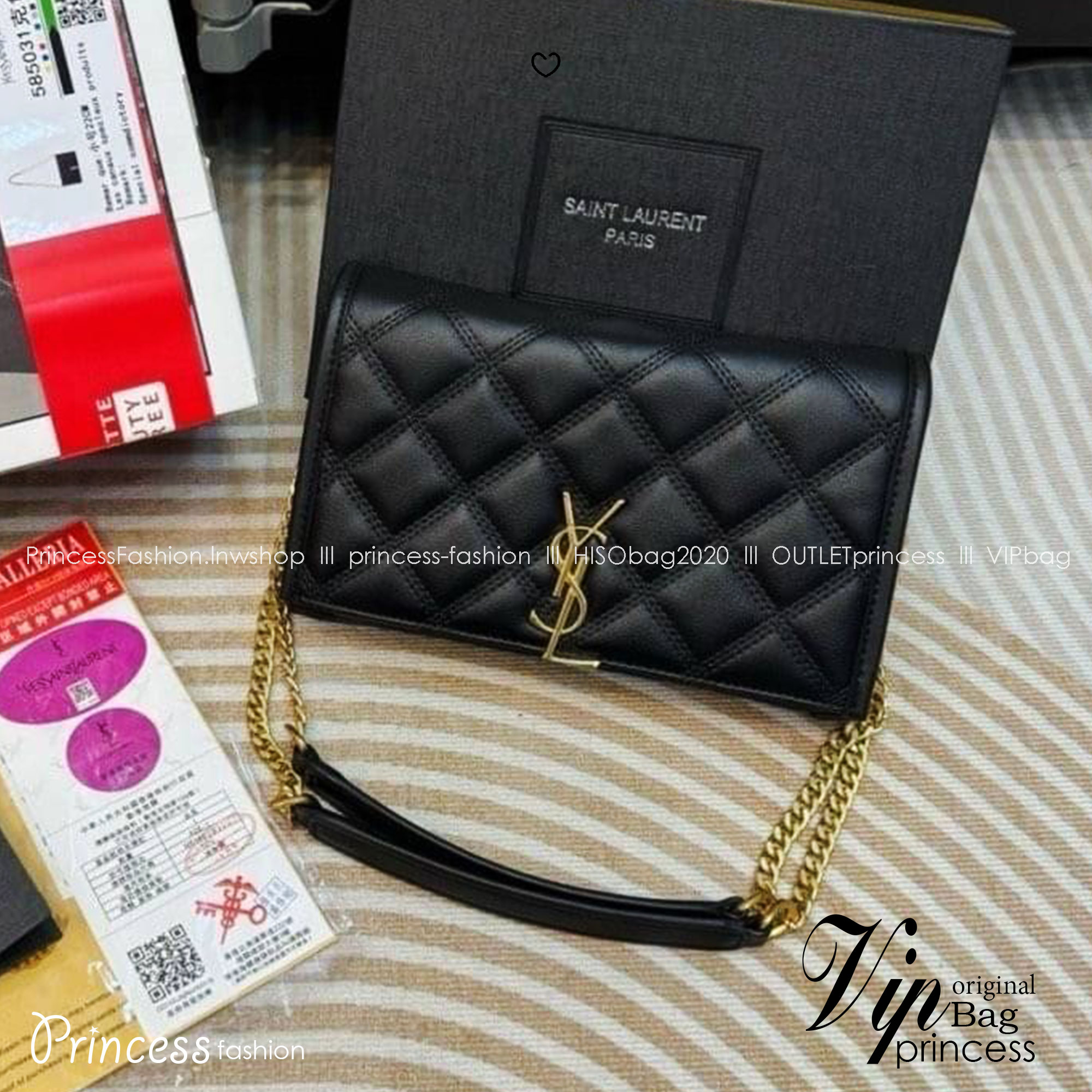 YSL angie chain bag / YSL Clutch Bag กระเป๋าสะพายทรงคลัช ถือออกงานได้สวยโดดเด่น รูปทรงคลาสสิคใช้งานง่าย ภายในแบ่งเป็นช่องซิป และช่องใส่บัตรสะดวกใช้งาน