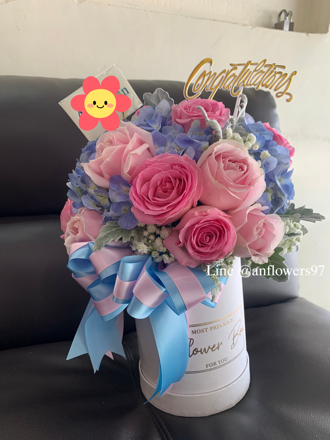 Flowers box ดอกไม้โทนสีฟ้าชมพู