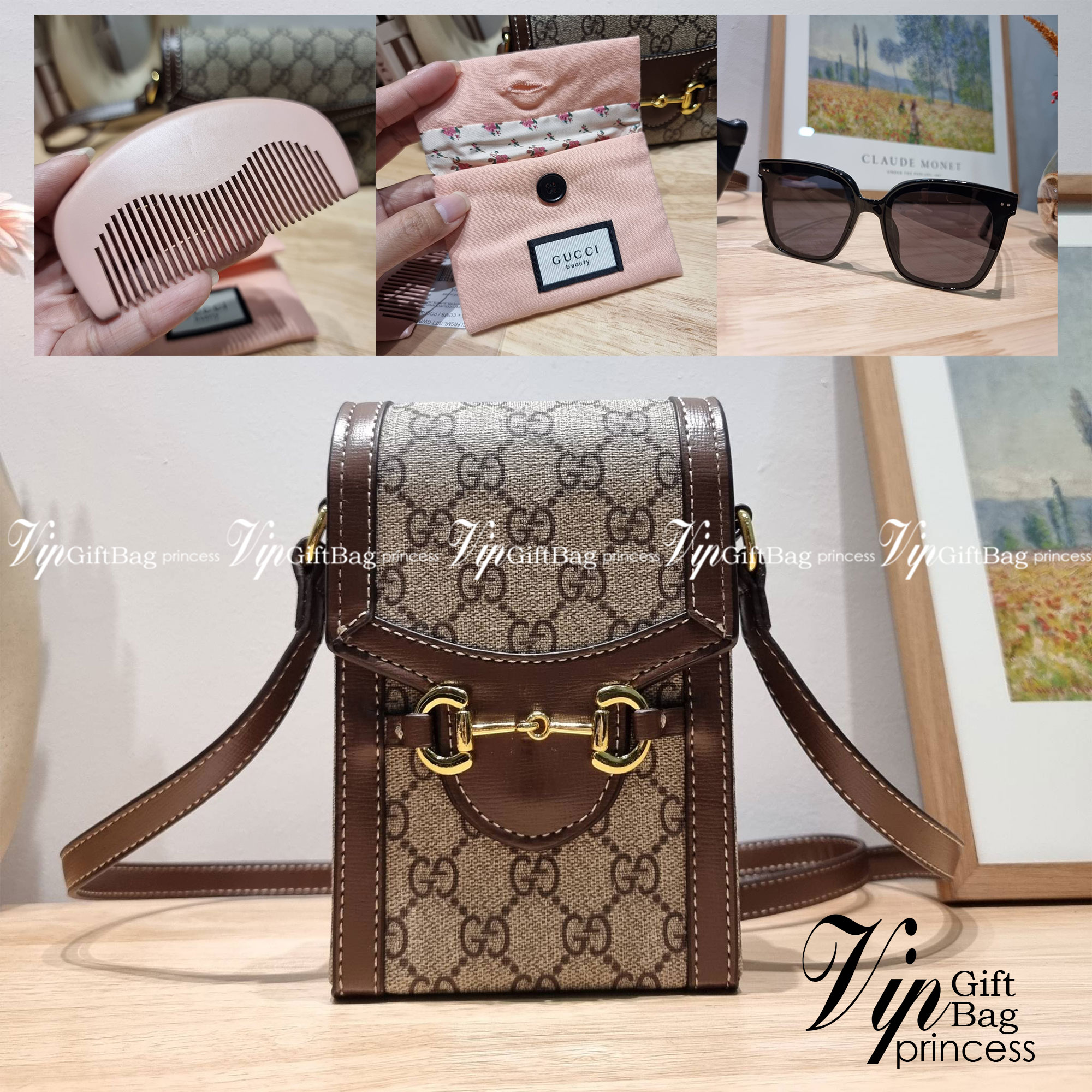 Set 3 ชิ้น Gucci Horsebit 1955 mini bag / Gucci Phone Bag box set ชวนสะสม ใครมองหาของขวัญอยู่ เซ็ทนี้จัดว่าเลิศมาก! กับการจับเอารุ่นยอดฮิต มามิกซ์รวมกับไอเท็มสุดคุ้มของมันต้องมี!! จัดเรียงให้อยู่ในกล่อง box set ลิมิเต็ด ที่มีทั้งแว่นตา gentle monster แบรน