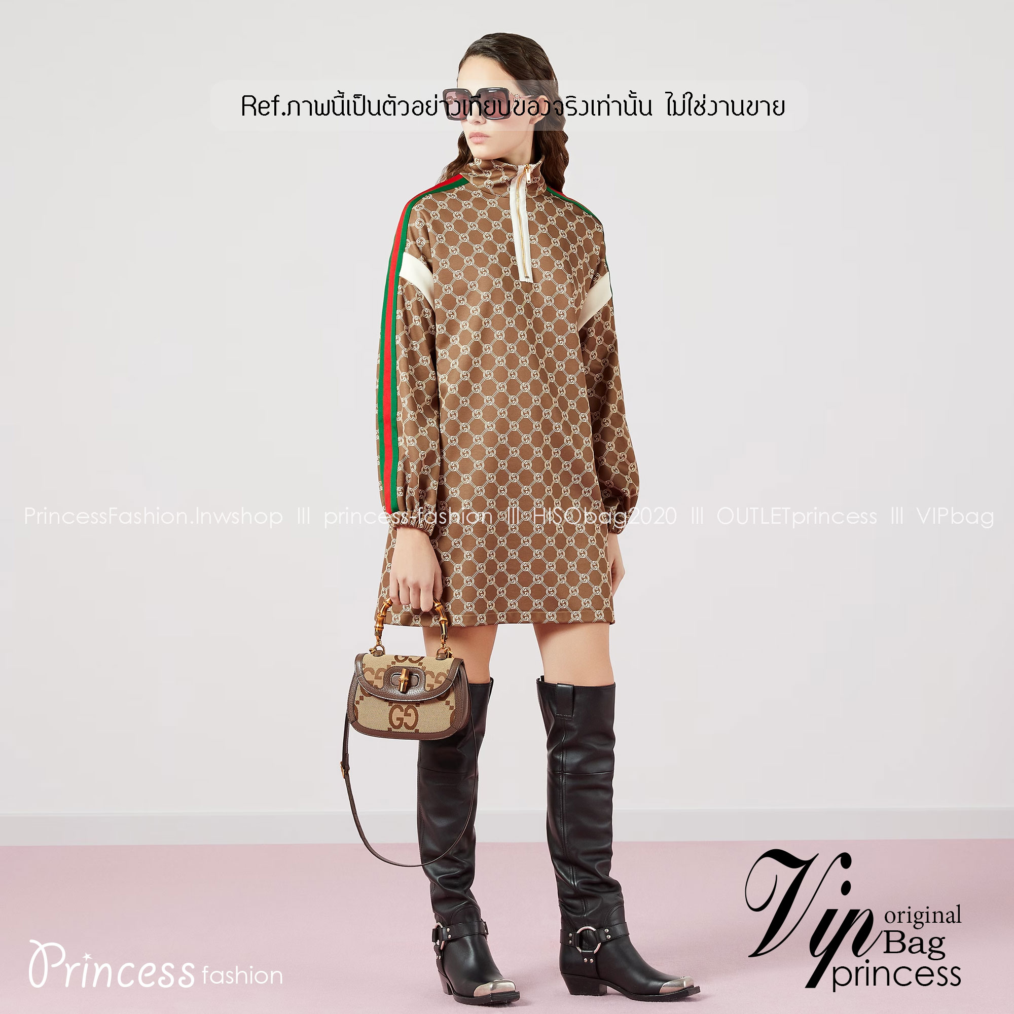 GUCCI BAMBOO 1947 JUMBO GG SMALL TOP HANDLE BAG กระเป๋าสะพายมือจับลายไม้ไผ่ เกรดออริ 1:1 สลับแท้ ใช้งานต่างประเทศได้