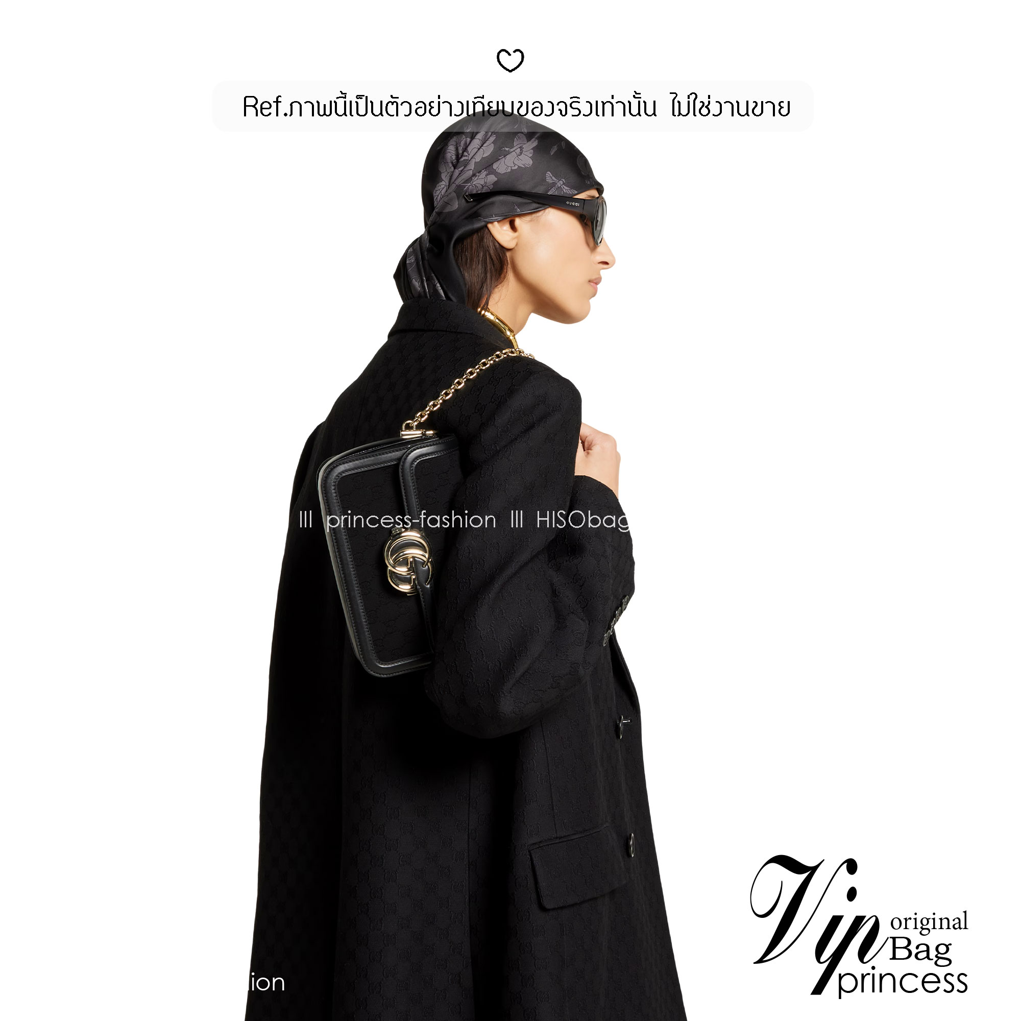 GUCCI Go small shoulder bag กระเป๋าสะพายไหล่ใหม่ล่าสุด พร้อมสาย 2 เส้น สายโซ่และสายหนังถอดได้ ทรงคลาสสิคสวยผู้ดี ตัวกระเป๋าเป็นงานผ้าทอลายโลโก้