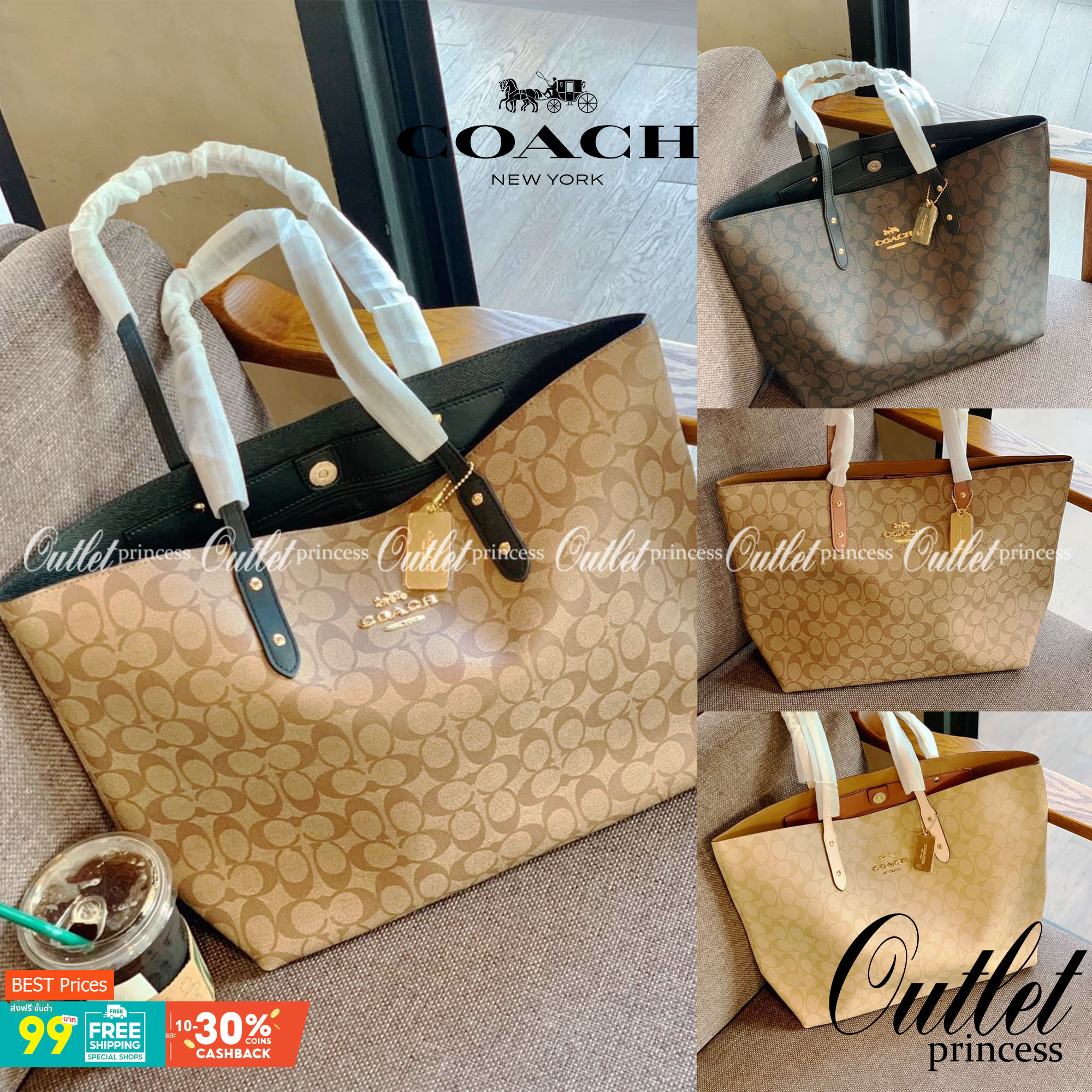 COACH TOWN TOTE SIGNATURE BAG((76636)) พร้อมส่งอีกครั้ง! กระเป๋าใบใหญ่หนังแท้ สวยงามค่ะ ป้ายอะไหล่แบรนด์แบบโลหะสีทองสวยหรูมากๆ เปิดปิดกระเป๋าแบบกระดุมแม่เหล็ก ใช้งานง่าย ภายในกว้างมากๆค่ะบอกเลย สาวๆที่สัมภาระเยอะหายห่วงค่ะ พร้อมช่องกระเป๋าซิปให้ใส่มือถือห