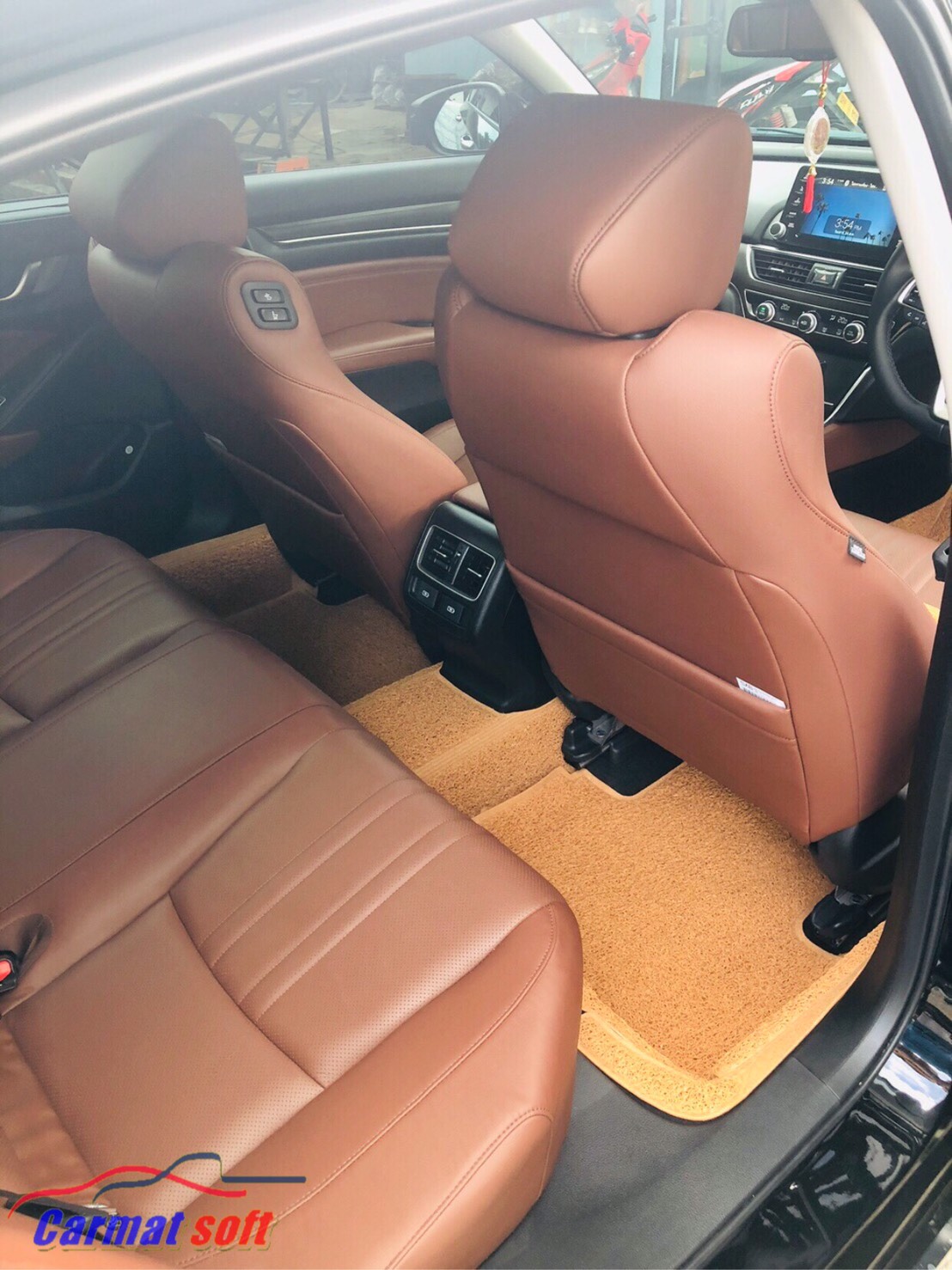 พรมไวนิลดักฝุ่น HONDA ACCORD G10 ปี 2019 แบบรีดขอบ สีชามัวร์ เข้ารูป