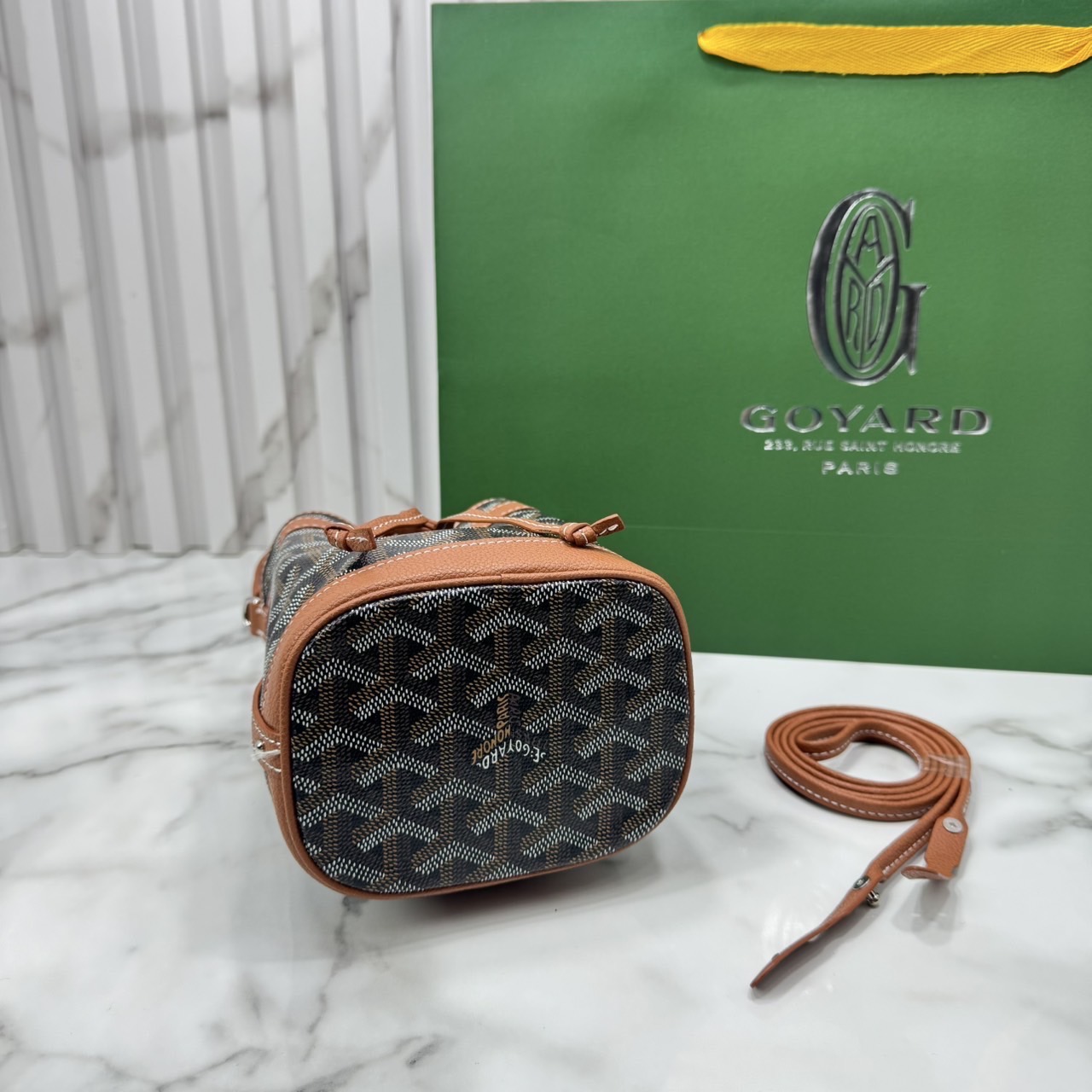 RI หนังแท้ | Goyard Petit Flot Mini bucket bag กระเป๋าสะพายทรงบัคเก็ต ไซส์มินิ ดูผู้ดีในตัว วัสดุหนังแคนวาสพิมพ์ลายสวยคม