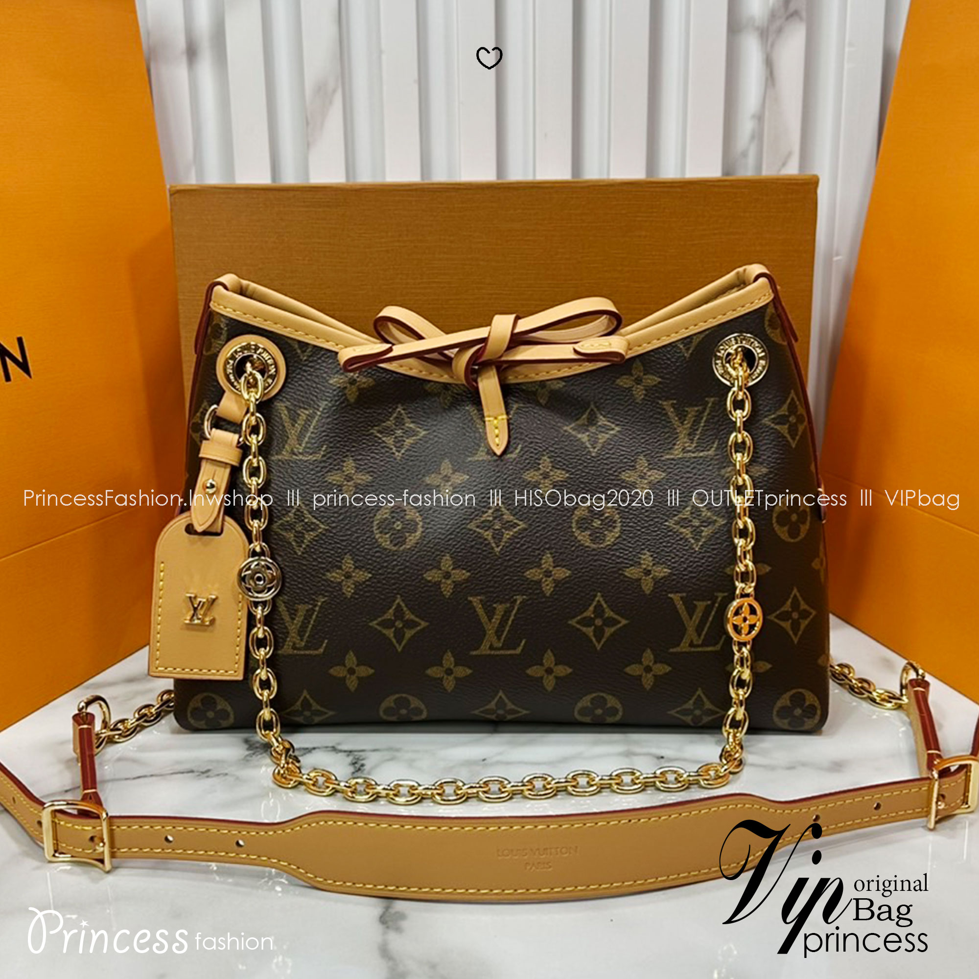 LV CarryAll BB bag Monogram Canvas กระเป๋าสะพายแครี่ออล ไซส์ใหม่ ดีไซส์ใหม่สุดไอคอนิกปรับโฉมใหม่ประจำฤดูกาลในดีไซน์สุดชิค ตกแต่งสายโซ่สีทองงดงาม