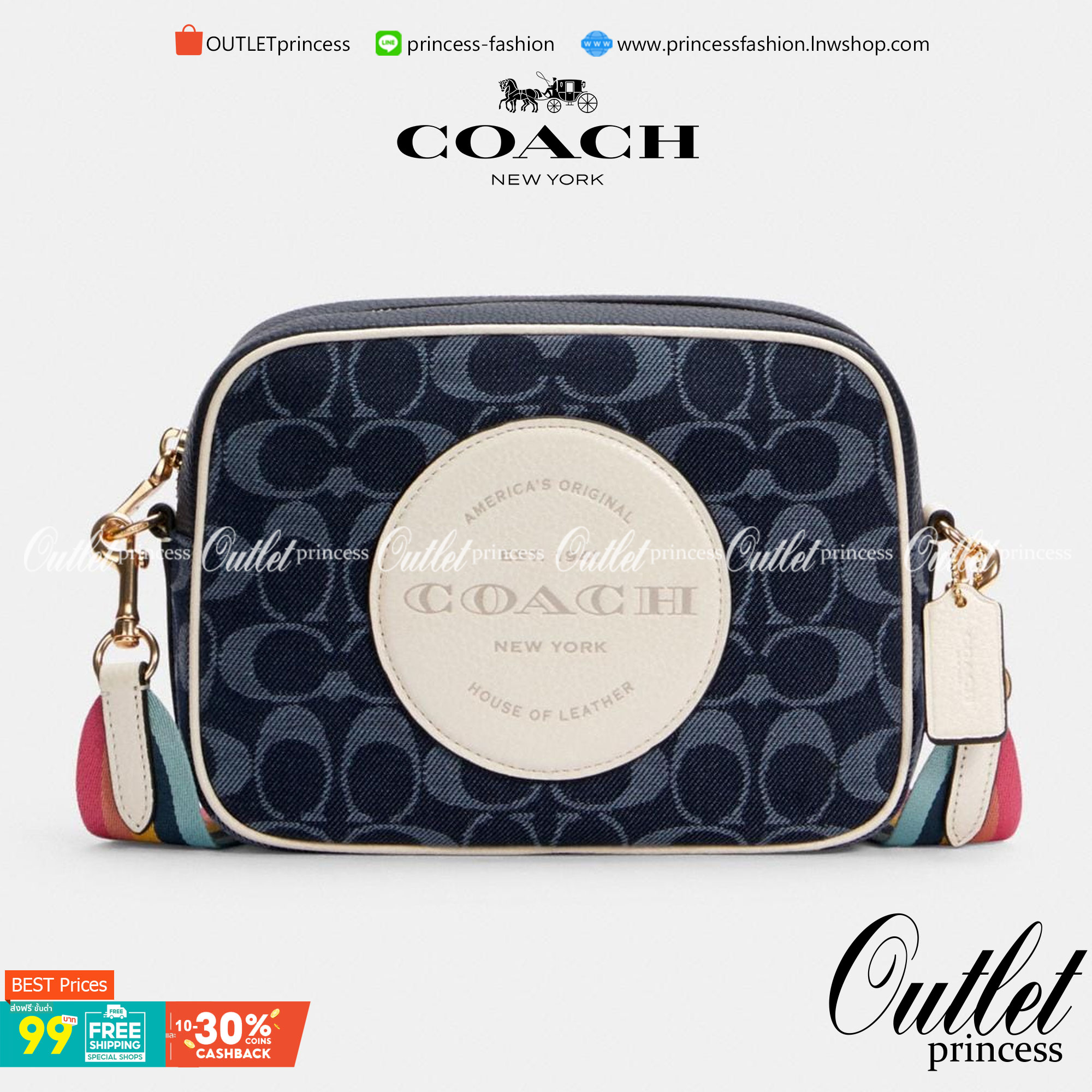 OUTLET 】COACH LADIES GENUINE CAMERA CLASSIC BAG ((2822)) ✔️สินค้าปกติตามเงื่อนไขทั่วไปค่ะ!! พร้อมส่งที่ไทยค่ะ! กระเป๋าสะพายแบบครอสบอดี้ร์ หนังแท้+ผ้าjacquard ทอลายแบรนด์ สวยงามมากๆค่ะ