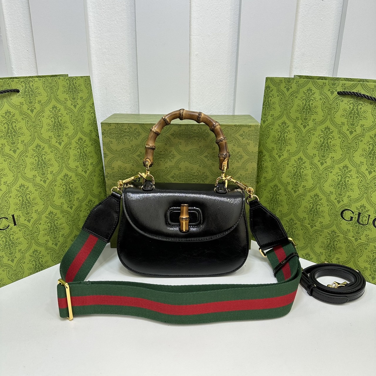 GUCCI BAMBOO 1947 TOP HANDLE BAG กระเป๋าถือ/สะพาย มือจับลายไม้ไผ่หรูหรา เกรดออริ สลับแท้ 1:1 ใช้งานต่างประเทศได้