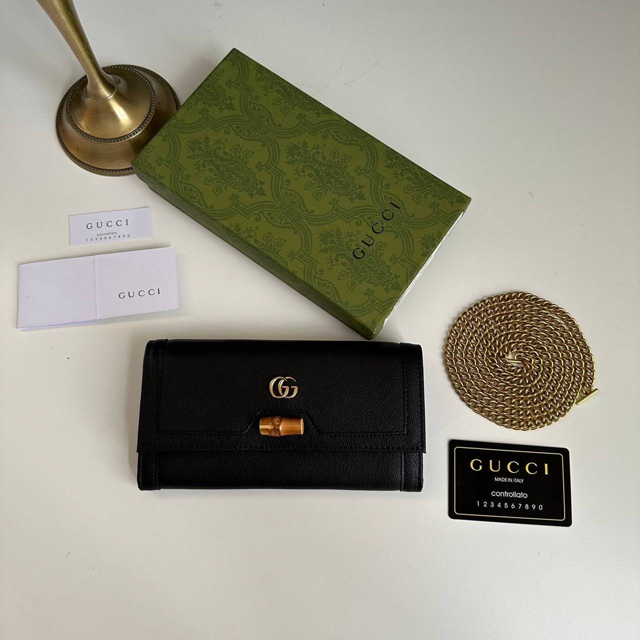 Gucci Diana chain wallet with bamboo / Gucci wallet Double G เกรดออริจินอล กระเป๋าสตางค์กุชชี่พร้อมสายโซ่ ภาพถ่ายจากงานขายจริง ใช้งานต่างประเทศได้