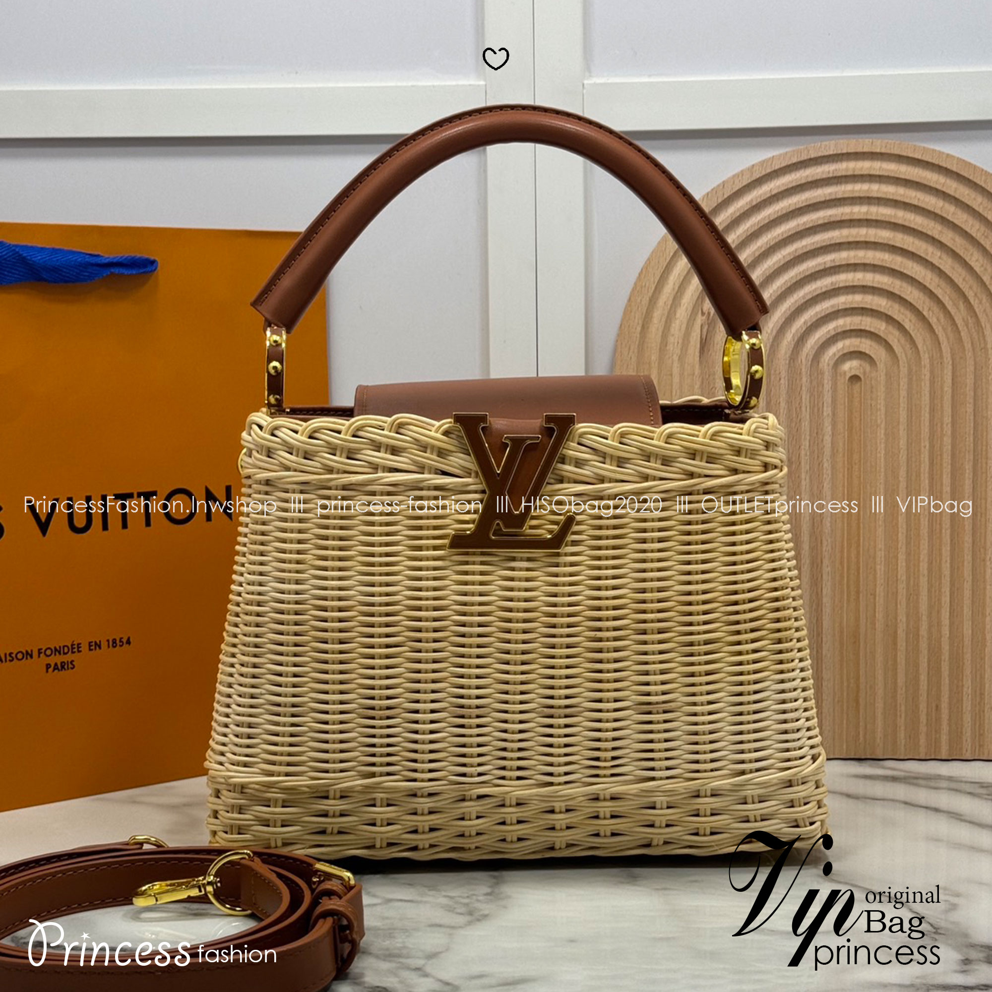 LV Wicker Capucines BB Bag / LV Capucines BB braided rattan Bag กระเป๋าถือพร้อมสายสะพายทรงบัคเก็ตสานขึ้นรูปสวยงามตามรูป เกรดออริ เทียบแท้ 1:1 ใช้งานต่างประเทศได้