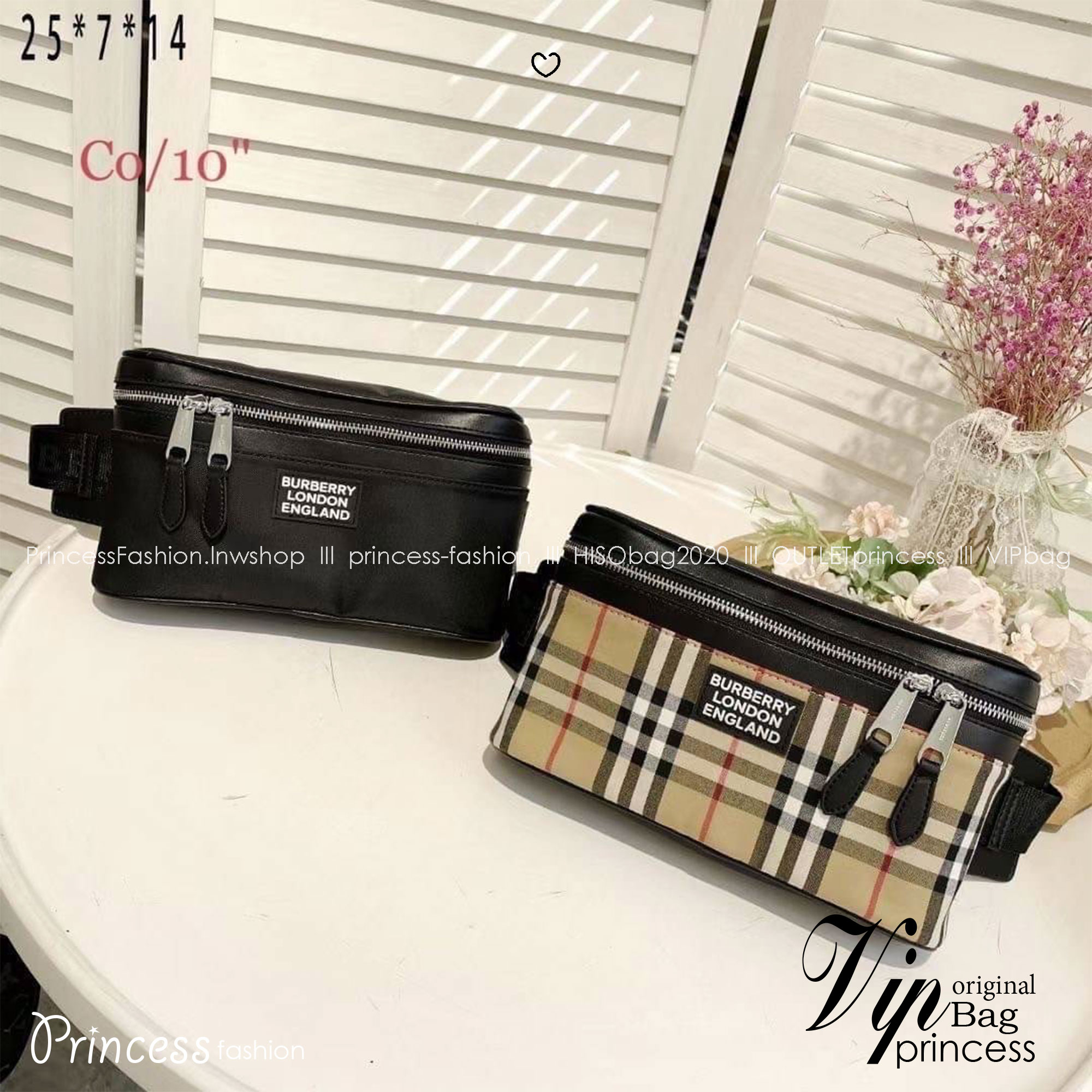 Burberry Vintage Belt Bag retro check กระเป๋าคาดอก/คาดเอวลายแบรนด์ งานมาใหม่ ผ้าแคนวาสสลับหนังอย่างดี ซิปหน้า น้ำหนักเบา ทรงสวย ใช้ทั้งผู้หญิง ผู้ชาย