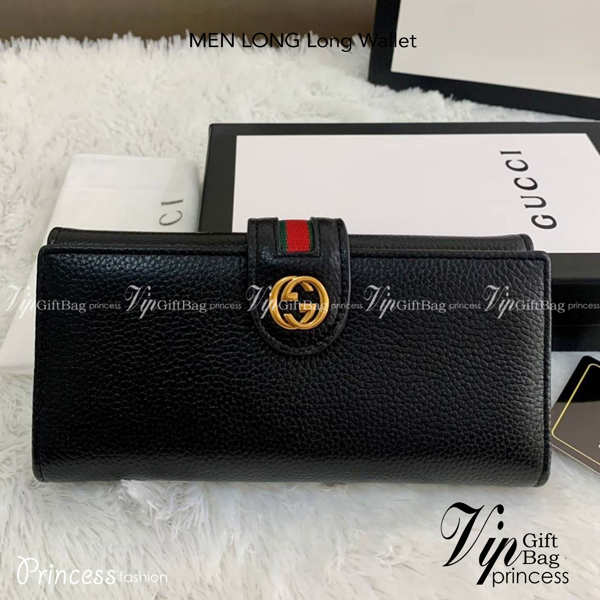 GUCCI Long Wallet / GUCCI MEN Long Wallet กระเป๋าสตางค์ใบยาว รุ่น unisex ใช้ได้ใช้ดีทั้งชายหญิง ดีไซน์ใหม่ สวยหรู วัสดุหนังแกะสังเคราะห์ อะไหล่ทอง