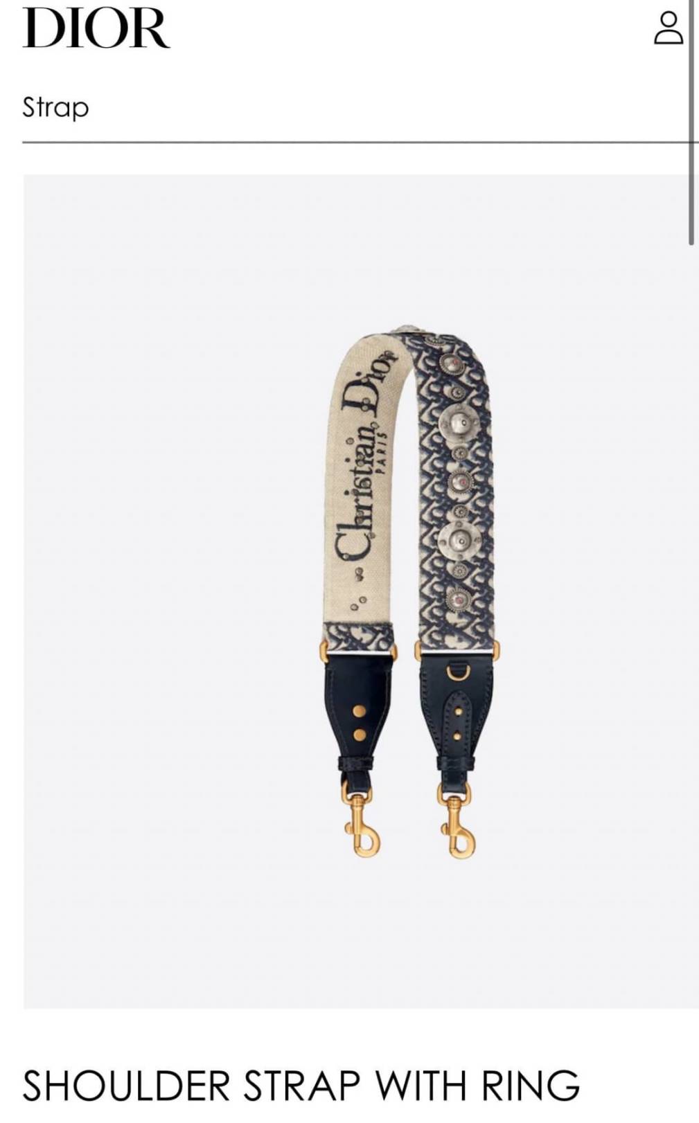 หนังแท้ DIOR shoulder strap with ring พร้อมส่งที่ไทย Jacquard and Black Calfskin สายกระเป๋างานหนังแท้และผ้าแจ็คการ์ด เกรดเทพออริจินอล ภาพสินค้าถ่ายจากงานขายจริง