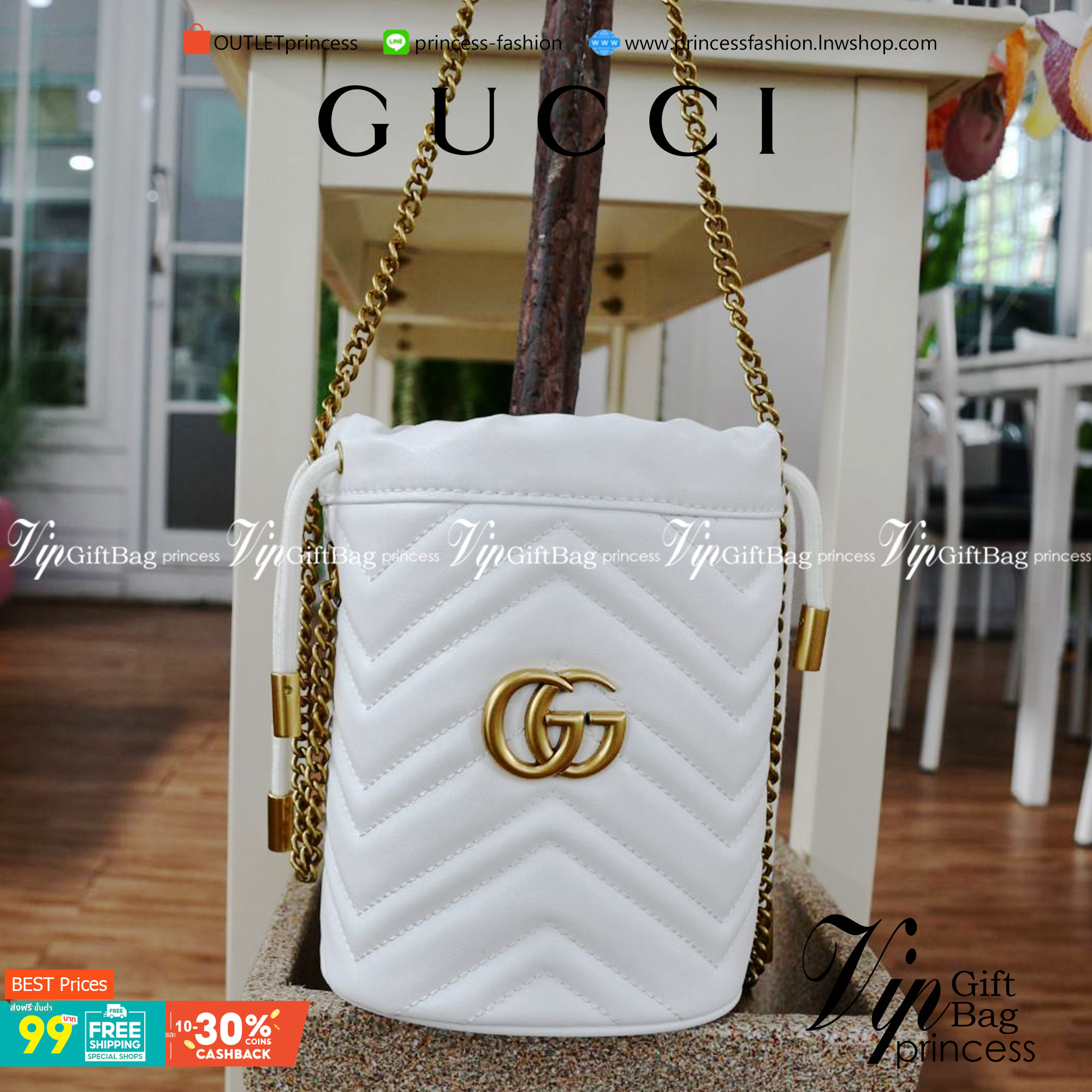 VIP 】Gucci GG Marmont mini bucket bag กระเป๋าสะพายข้าง Premiumgift วัสดุหนังแท้ ด้านในโล่ง มีช่องใส่บัตร3ช่อง ใส่กระเป๋าตังค์ ใส่โทรศัพท์ Iphone+ ได้ สายโซ่ยาว Crossbody ได้ ถอดสายได้ น้ำหนักเบา มาพร้อมถุงผ้าแบรนด์ ใบนี้คือที่สุด คุณหนูมากมาย ไม่ควรพลาดเล
