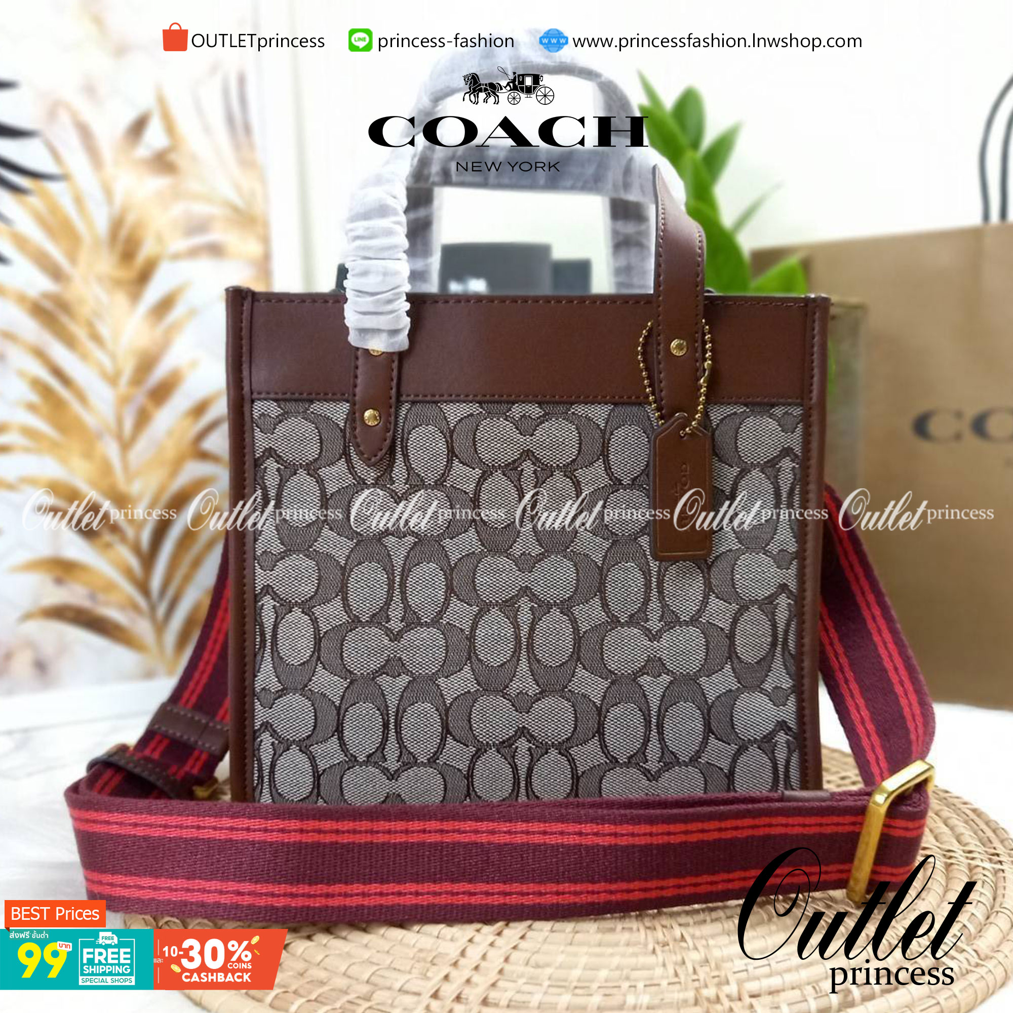 ใบนี้ ช่วยให้ชีวิตง่ายขึ้นเยอะเลย🌈🌺>>COACH FIELD TOTE 22 IN SIGNATURE JACQUARD(COACH C3865) 🍁กระเป๋าถือ สะพาย รุ่น Unisex ใช้ได้ทุกเพศวัย ขนาดเหมาะต่อการใช้งานในแต่ละวันมากๆ //วัสดุ jacquard ลาย signature ตกแต่งดีเทลด้วยหนังแ