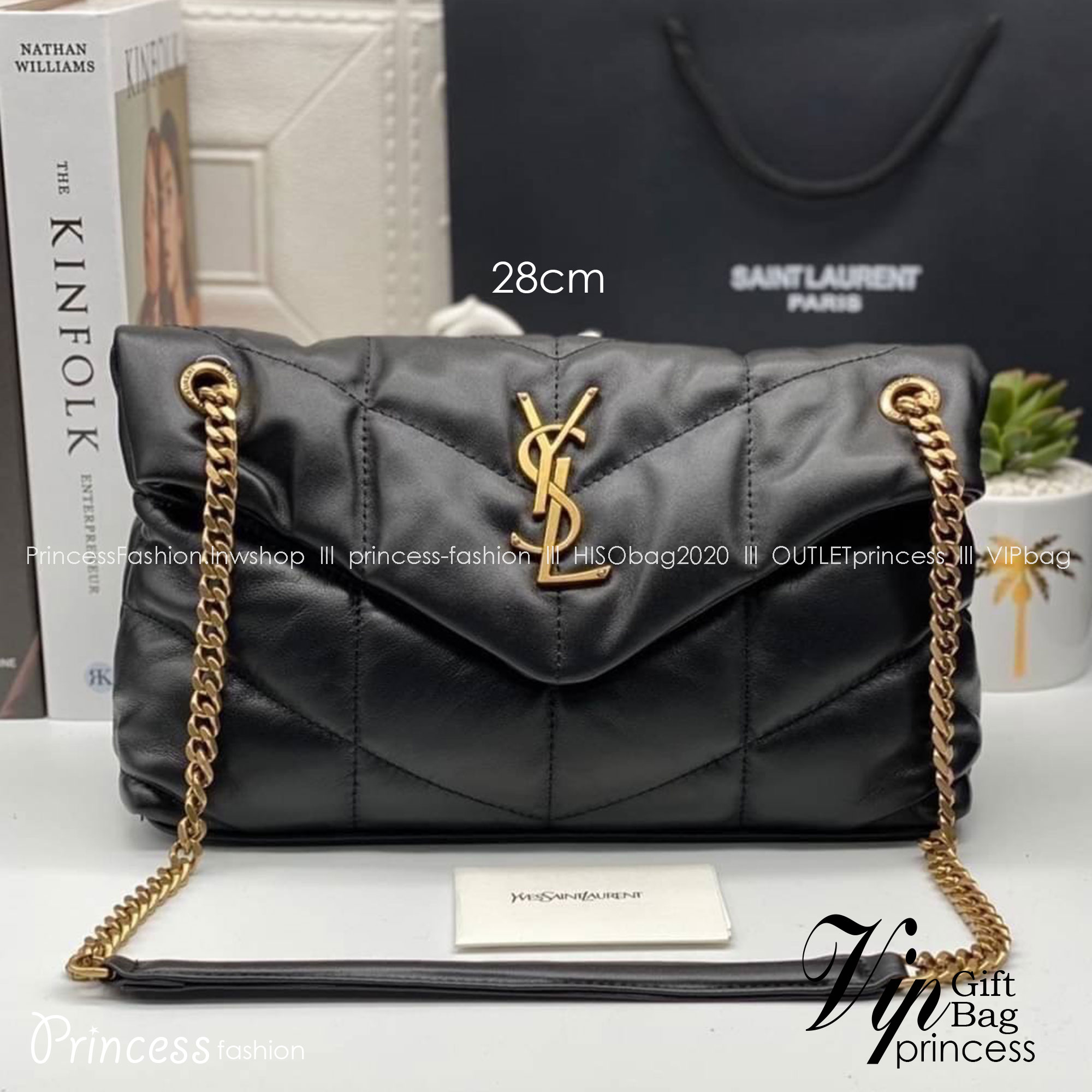 28cm YSL PUFFER SMALL CHAIN BAG IN QUILTED / Yves Saint laurent puffer small chain bag in quilted กระเป๋าสะพายรุ่นยอดนิยม ทรงสวย ใช้ได้บ่อยไม่มีเบื่อ วัสดุหนังสัมผัสนิ่มมือ ดีไซน์เรียบหรู