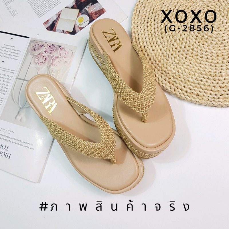 ZARA รองเท้าแตะหนีบ ทรงเตารีด พื้นนุ่มใส่สบาย สายคาดหนีบ เป็นผ้ากระสอบ นุ่ม แมทส์ชุดง่าย น้ำหนักเบา