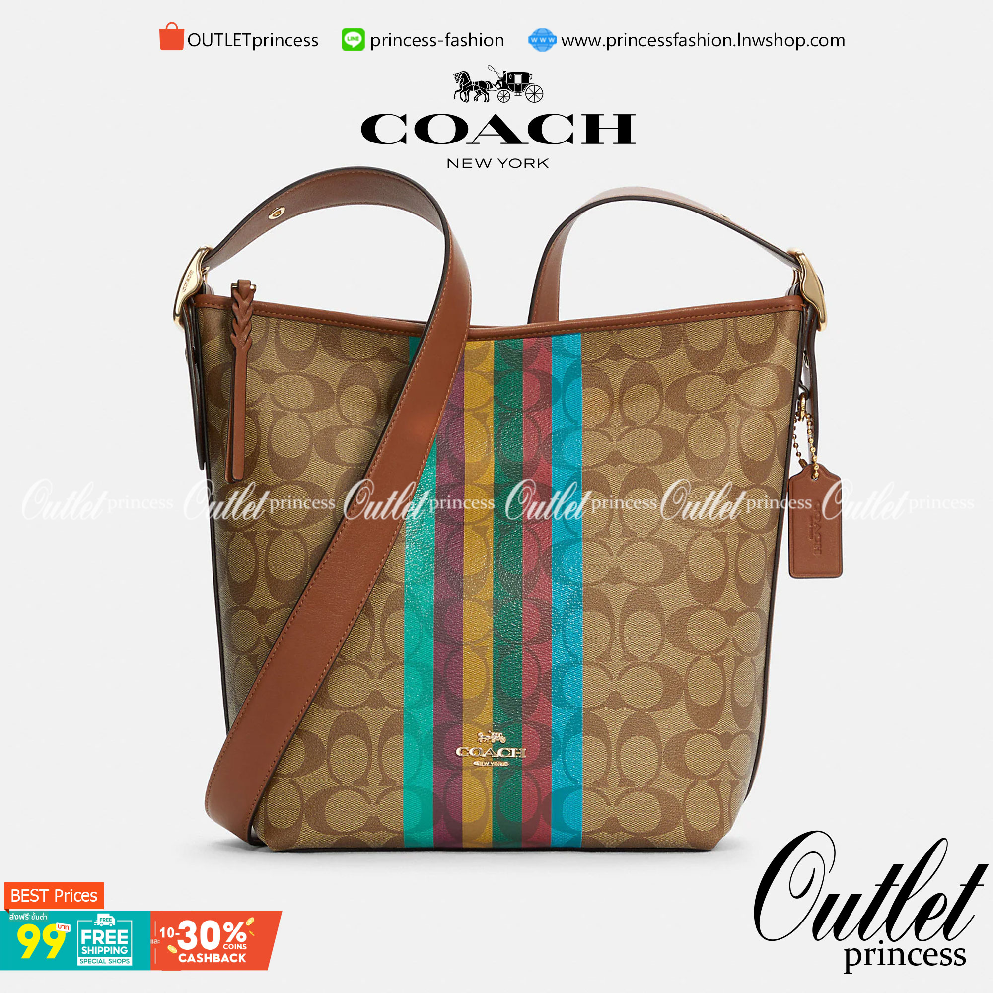 COACH C5641 VAL DUFFLE IN SIGNATURE CANVAS WITH STRIPE ใหม่ล่าสุด กระเป๋าทรงดัฟเฟิล คอลเลคชั่นยอดฮิต สวยโดดเด่น ทรงกระเป๋าไม่ซ้ำใคร แถมยังใส่ของได้จุใจไปอีก วัสดุหนังแคนวาสคุณภาพดี สลับหนังแท้ ด้านหลังมีช่องซิป กระเป๋ามีช่องซิปหลัก ภายในโล่งกว้าง สายสะพาย