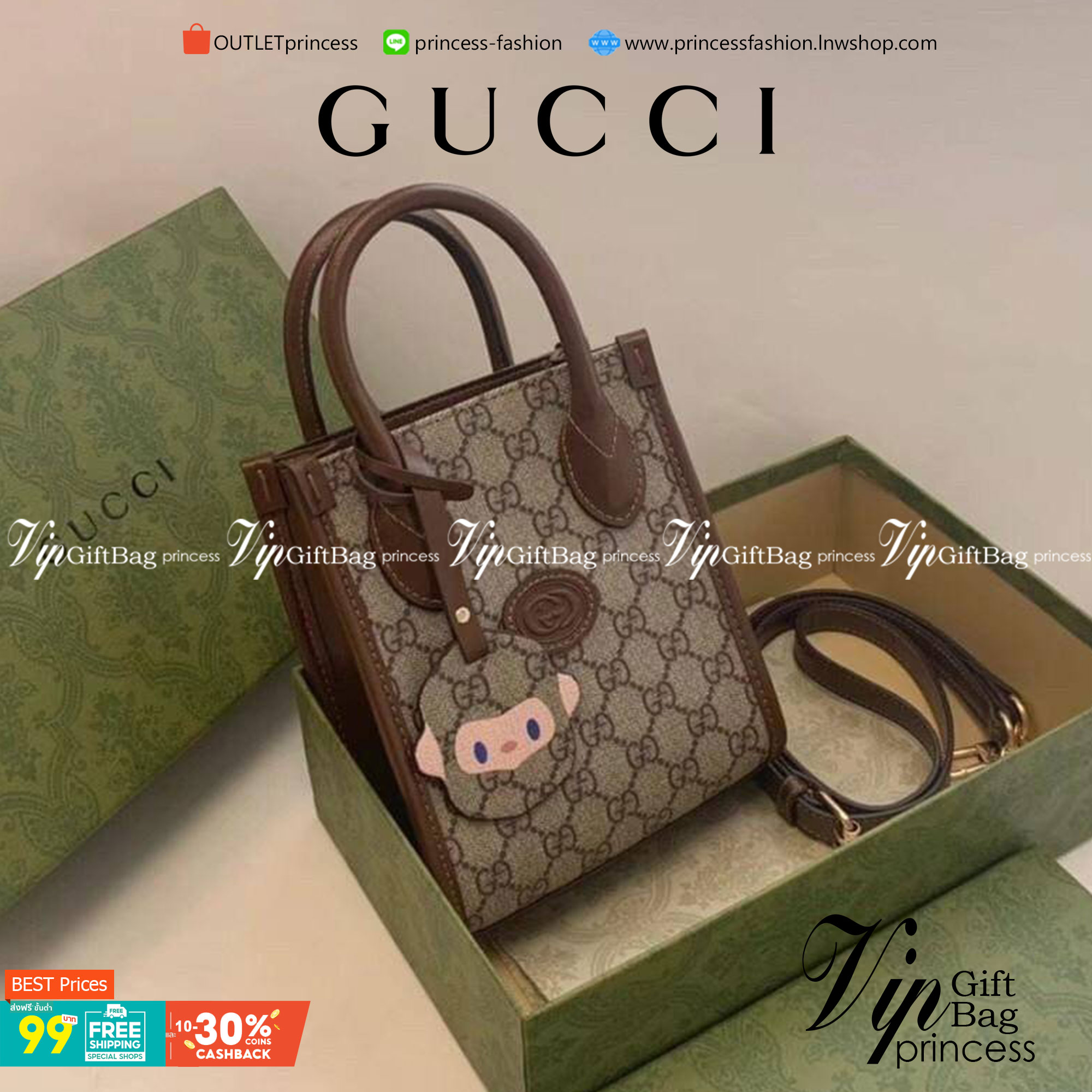 Gucci mini Tote กระเป๋าสะพายข้าง Premiumgift วัสดุหนังแท้ ด้านในโล่ง ใส่กระเป๋าตังค์ ใส่โทรศัพท์ Iphone+ ได้ สายยาวปรับระดับได้ Crossbody ได้ น้ำหนักเบา มาพร้อมกล่องและลิปบิ้นแบรนด์ สวยหรูดูแพง จะซื้อใช้เองหรือเป็นของขวัญก็เหมาะ ได้ไปไม่ผิดหวังค่ะ ไอเท็มน