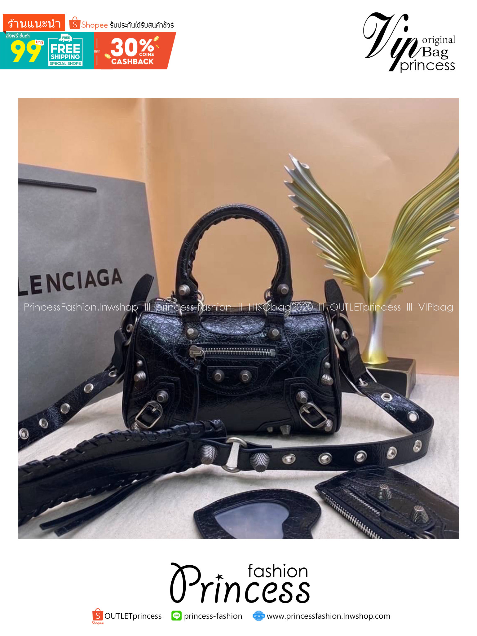 Balenciaga Mini City Shoulder Bag 20cm กระเป๋าสะพายรุ่นยอดนิยม สวยเท่ เกรดออริ 1:1 สลับแท้ ใช้งานต่างประเทศได้
