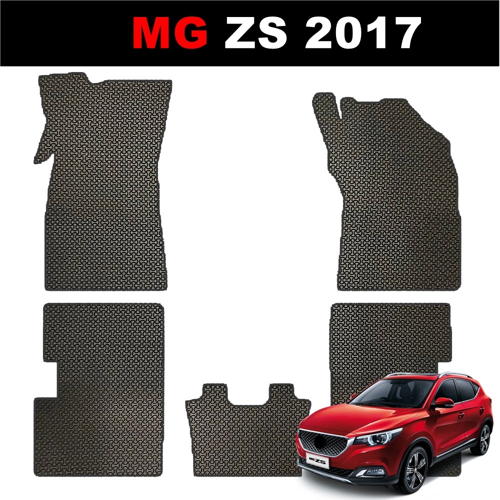 ยางปูพื้นรถยนต์ MG ZS 2017 ลายไบเค่น สีดำ เข้ารูป 5ชิ้น