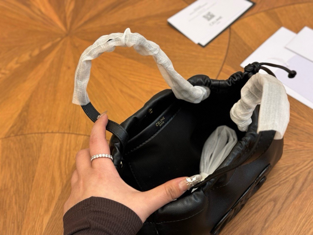 Celine small cabas Celine Drawstring Cuir Triomphe กระเป๋าขนาดมินิ 🧡 เกรดออริจินอล 1:1 สลับแท้