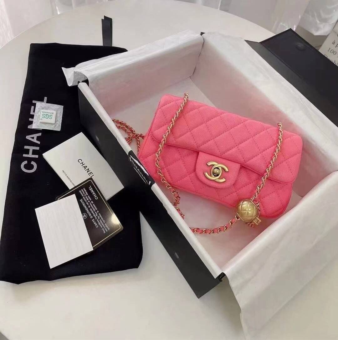 CHANEL MINI FLAP BAG CAVIAR Leather GOLD tone hardware พร้อมส่ง 5 สี