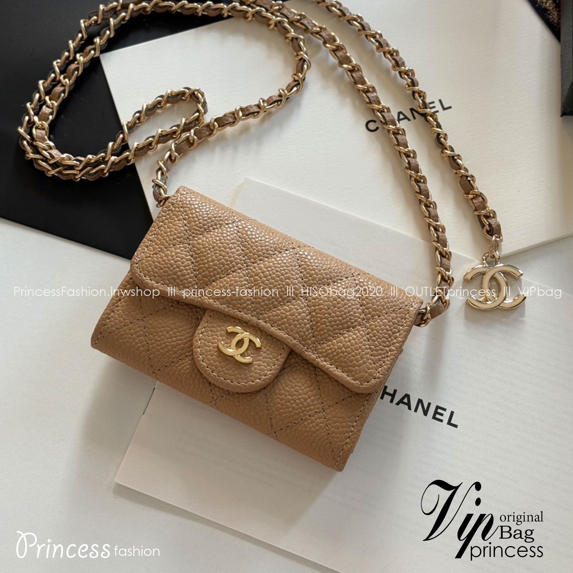 CHANEL mini wallet on chain crossbody กระเป๋าสตางค์พร้อมสายโซ่ หนังแท้ เกรดออริจินอล 1:1 สลับแท้