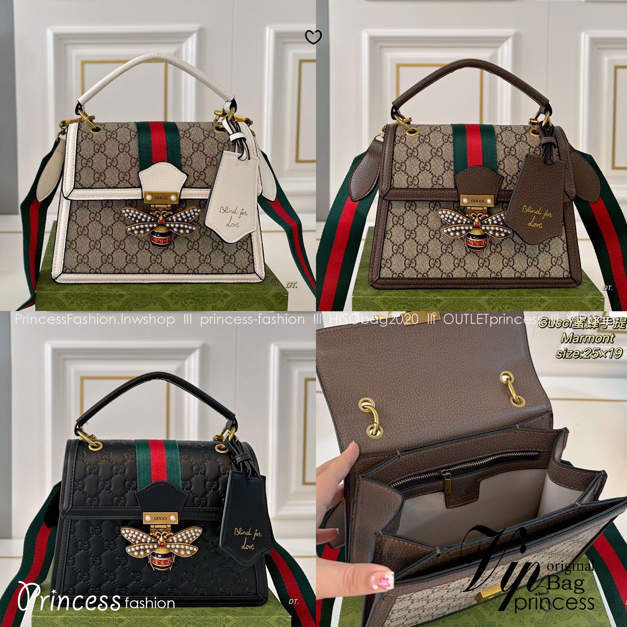 GUCCI Queen Margaret Bee top handle bag กระเป๋าถือลิมิเต็ดด้วยตัวกดล็อครูปผึ้งประดับมุกสวยหรูโดดเด่น มาพร้อมสะพายข้างสปอร์ต ดีไซน์สวยไม่ซ้ำใคร