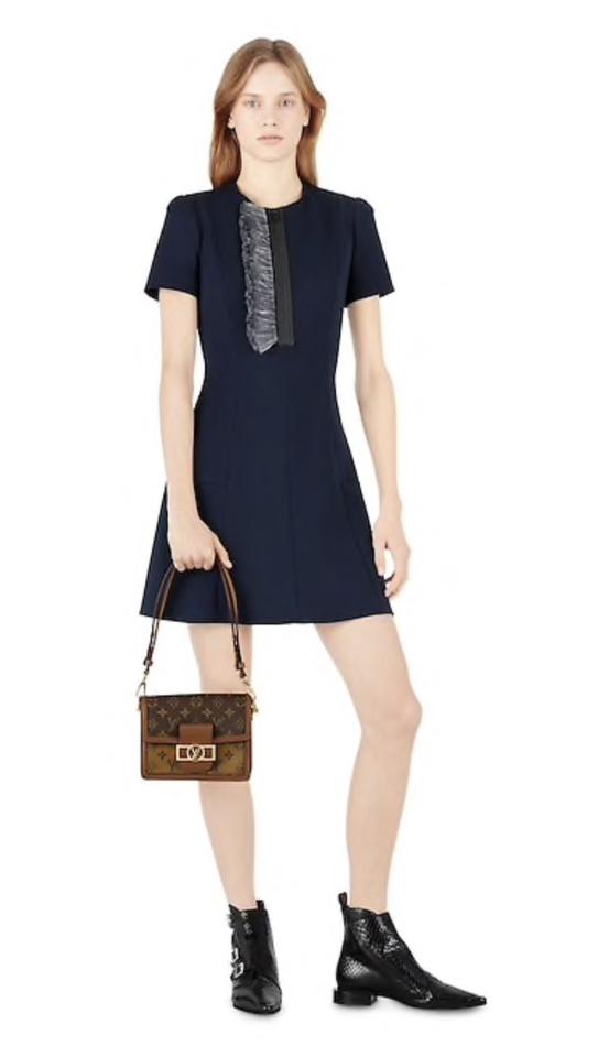 VIP GIFT 】หนังแท้ LOUIS VUITTON DAUPHINE MINI LEATHER HANDBAG - BROWN 20cm