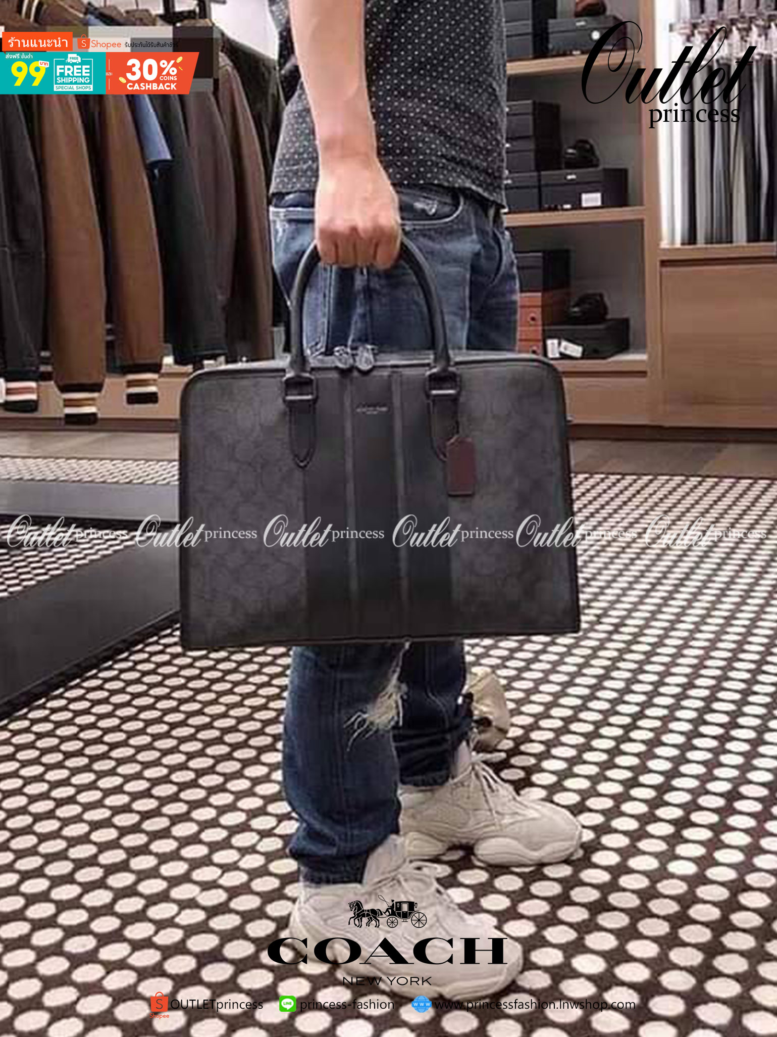 COACH BOND BRIEF IN SIGNATURE CANVAS (COACH F23212)🍁 หนุมๆสาวๆ สาวก Unisex พลาดไม่ได้เลย ลุยงานได้จริง รุ่นนี้เลย//วัสดุแคนวาส ผสมกับหนังแท้ คุณภาพ ทนทาน หนาแน่น ใส่เอกสาร ใส่โน๊ตบุ๊ค ลุยงานได้แบบ Real life จริงๆ ฟังก์ชั่นครบมาก >>มีสายสะพาย