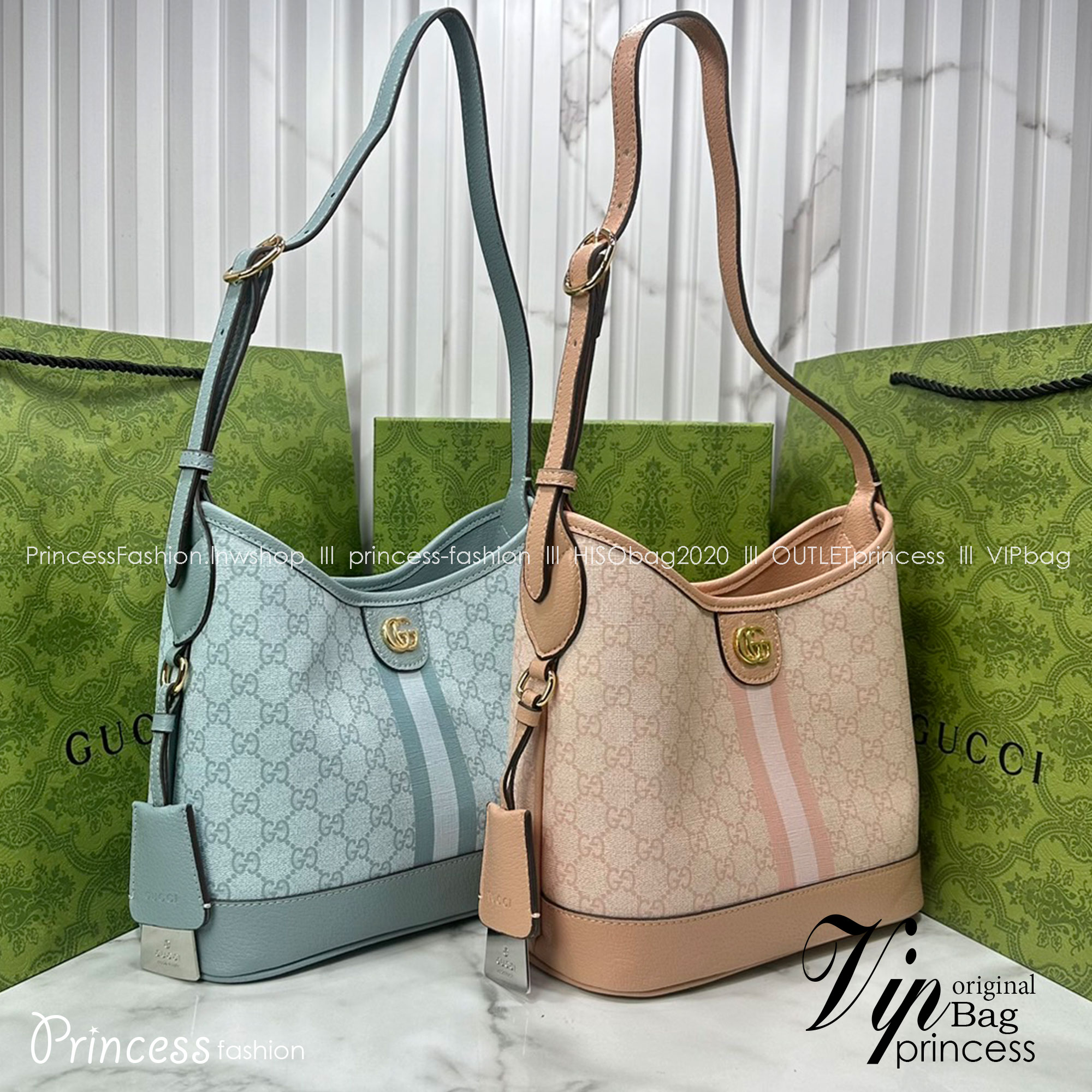 GUCCI OPHIDIA GG SMALL SHOULDER BAG Dusty Pink / Dusty Blue GG Supreme canvas กระเป๋าสะพายไหล่ สีใหม่พาสเทลสวยหวาน อะไหล่ทองหรูหรา