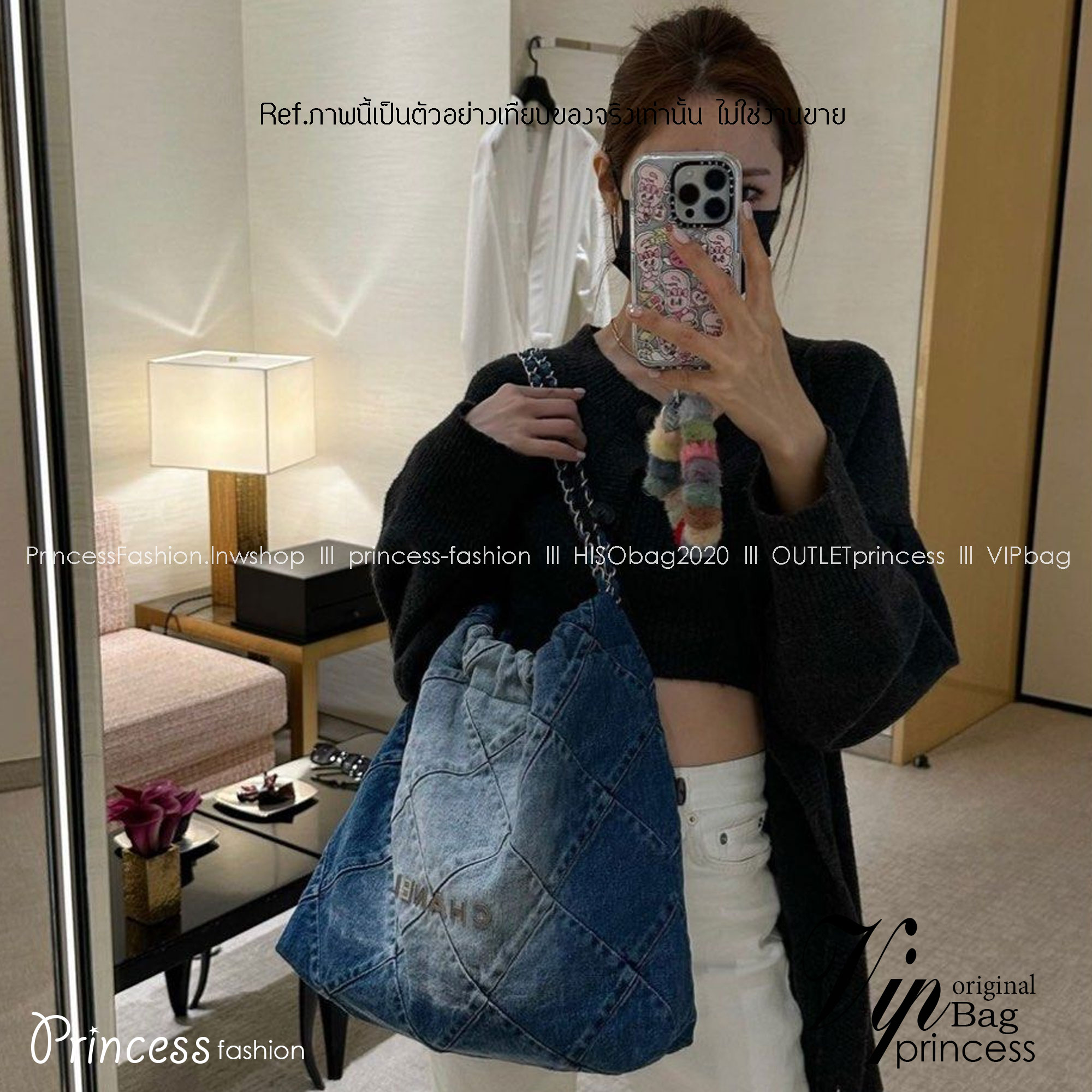 CHANEL Denim Quilted Chanel 22 Blue / Chanel 22 Handbag Denim พร้อมส่ง กระเป๋าสะพายยีนส์ เท่ๆ คูลๆ งานเดนิมฟอกดีเทลความสวยมากมาย ภายในโล่งกว้าง จุของได้สบายๆ