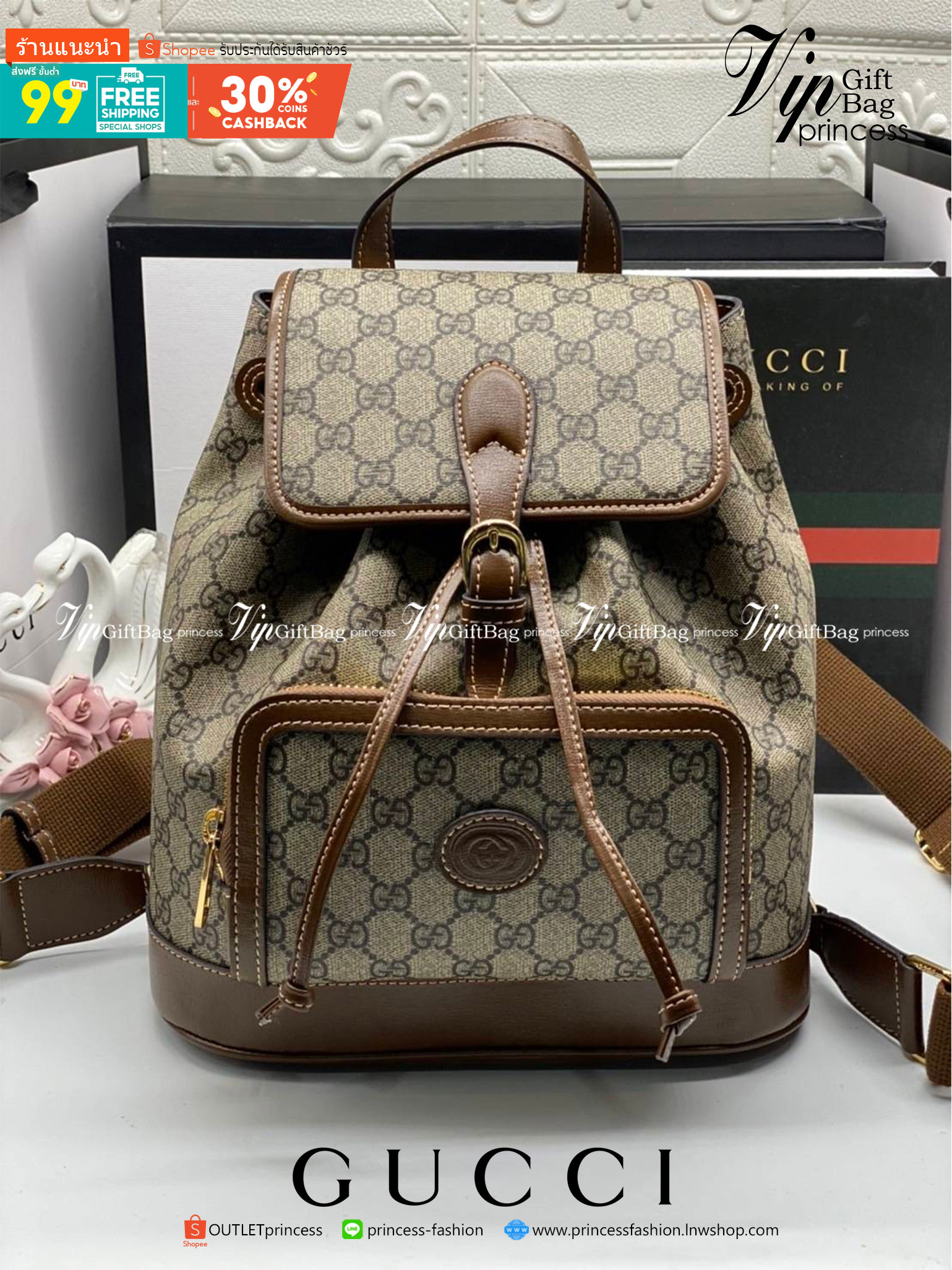 VIP 】หนังแท้ Gucci GG Supreme canvas backpack น้องน่ารักอดใจยังไงไหว!! กระเป๋าเป้สะพาย ไซส์กำลังดี รูปทรงสวยลงตัว วัสดุหนังแคนวาส ด้านหน้ามีช่องซิปปิด มีฝาปิดกันของหล่น ภายในเป็นช่องโล่ง ใส่ของสำคัญๆได้ พกแบบคิ้วท์ๆ ชิคๆ สายสะพายยังสามารถปรับตามตัวได้อีก 