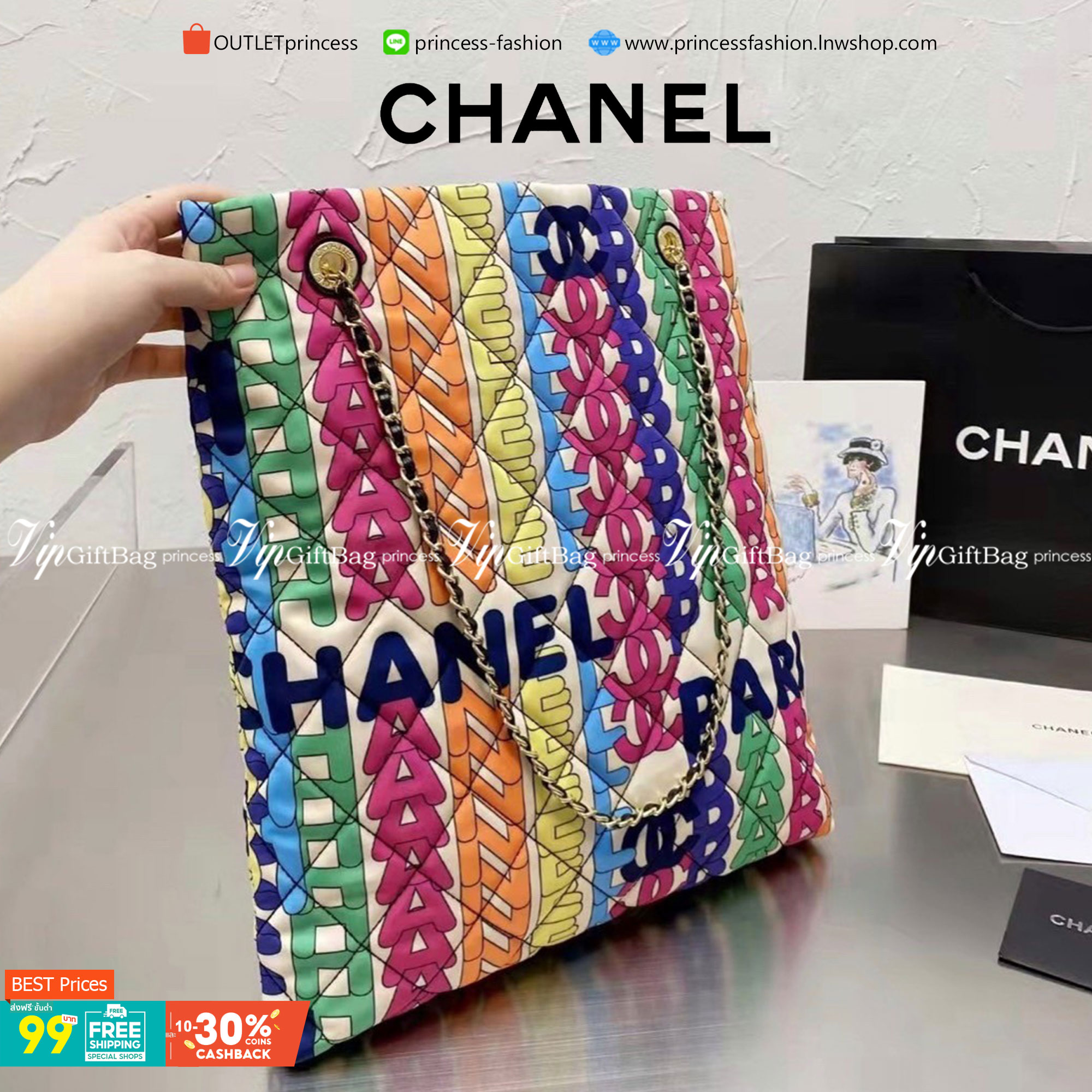 VIP 】CHANEL Large Shopping Bag กระเป๋าสะพายทรงชอปปิ้งสวยทุกมุมมอง รุ่นเข้าใหม่ พิมพ์ลายแน่นมากกก ต้อนรับปีใหม่ ด้วยโทนสีสดใส ใบใหญ่กำลังดี จุของได้เยอะใส่เอกสารA4 หนังสือของใช้ได้ ตอบโจทย์จริงๆค่ะ! Rare items เด็ดๆแบบนี้ควรค่าเเก่การสะสมสาวก Chanel GWP ห้