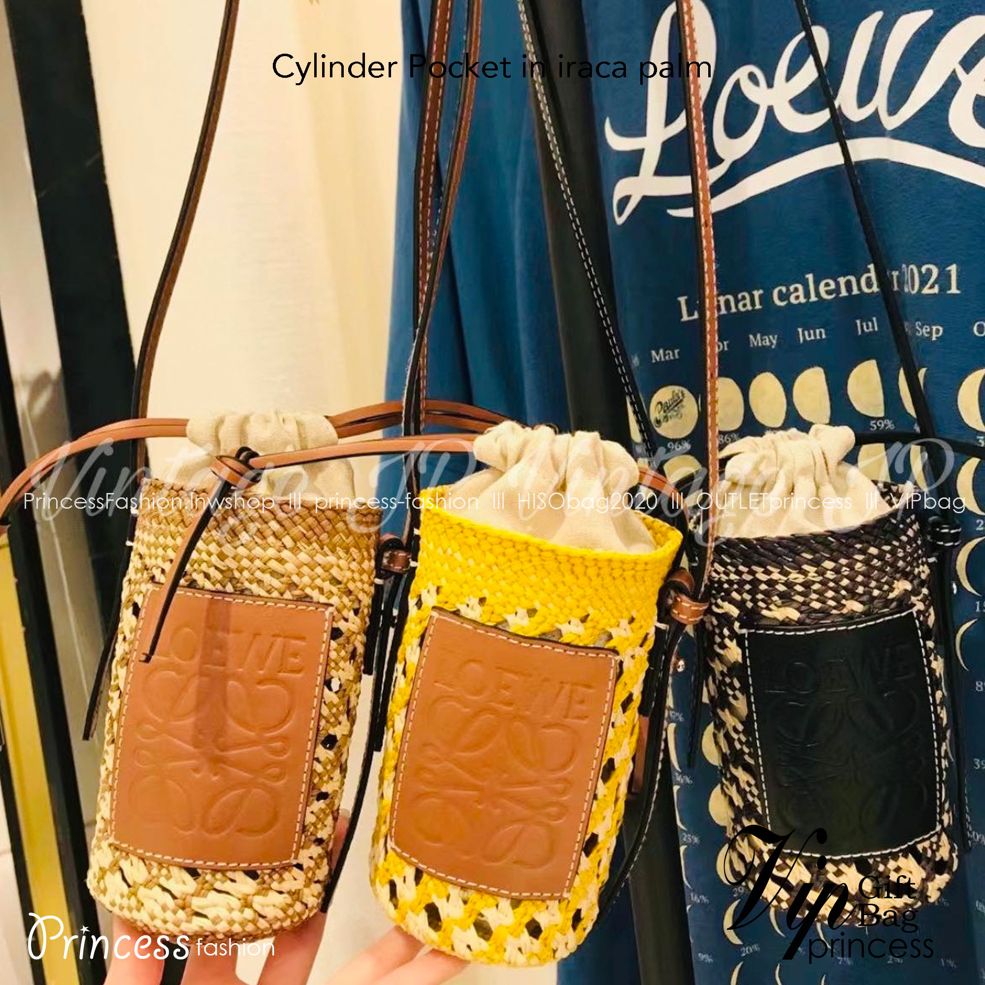 LOEWE Cylinder Pocket in iraca palm and calfskin กระเป๋าสาน สไตล์มินิมอล ไซส์มินิตะมุตะมิ น่ารักไม่ไหว แล้วคือดีต่อใจ แมทช์ง่ายใช้ได้กับทุกลุคค่ะบอกเลย