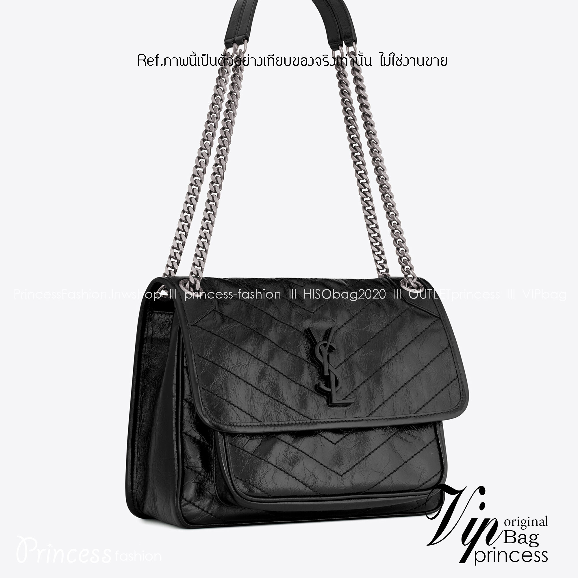 YSL NIKI IN VINTAGE LEATHER BAG กระเป๋าสะพายทรงคลาสสิคสุดฮอต (อะไหล่เงิน/ดำ) ที่ใครๆก็ต้องมีใช้ ดีไซน์เรียบหรู วัสดุหนังลายวินเทจสัมผัสดี