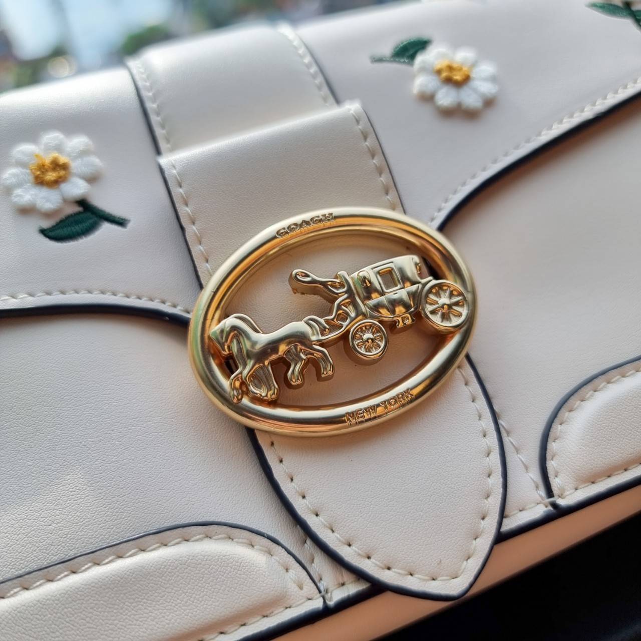 COACH C3594 GEORGIE SHOULDER BAG WITH DAISY EMBROIDERY