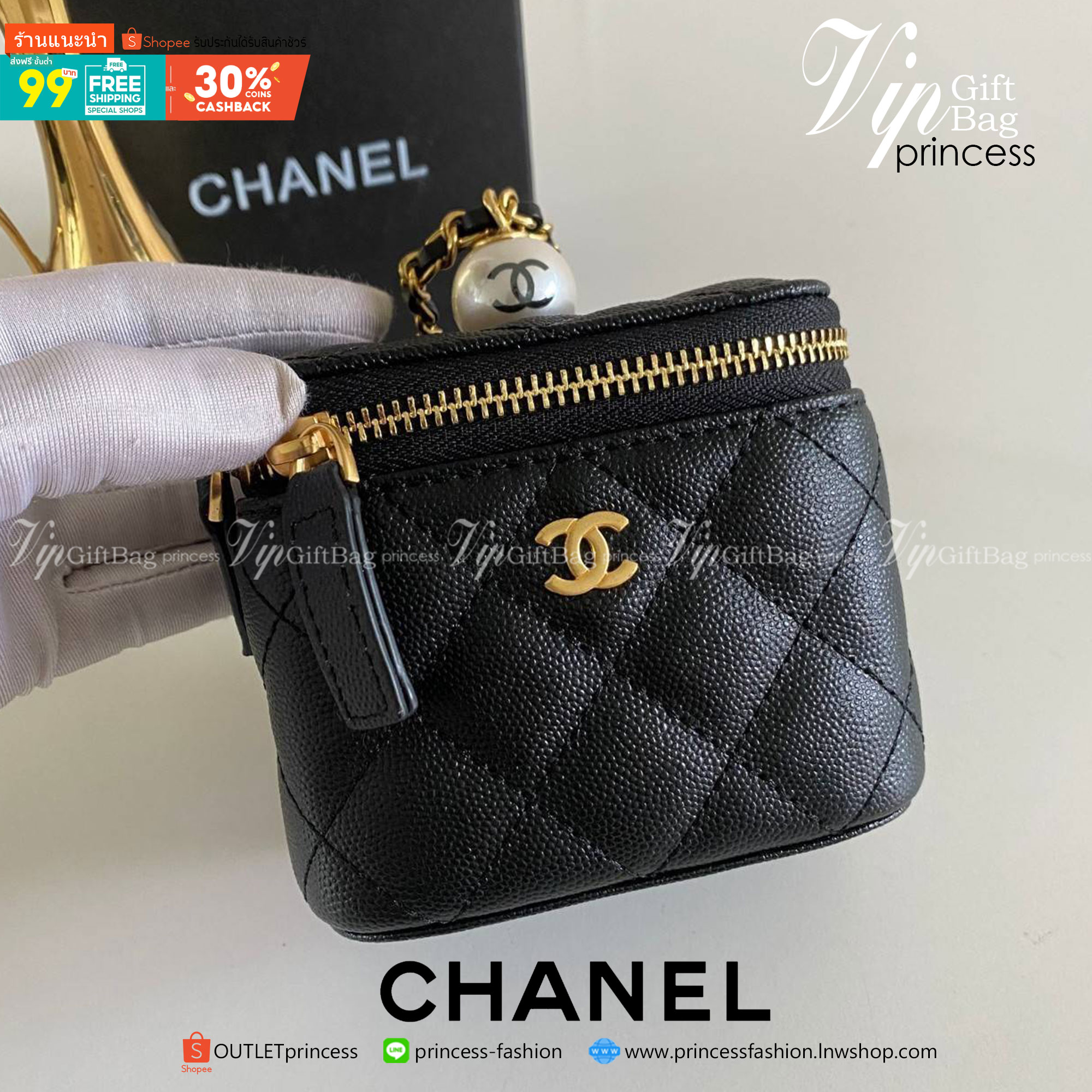 พรีเมี่ยมกิ๊ฟแท้ 100% 】หนังแท้ Chanel mini คล้องมือ น่ารักสุดๆ ซับในหนังสีทอง อะไหล่โซ่ทองสุดหรูป ไข่มุกปั้มโลโก้เลิศสุดควรมีเลยค่าา