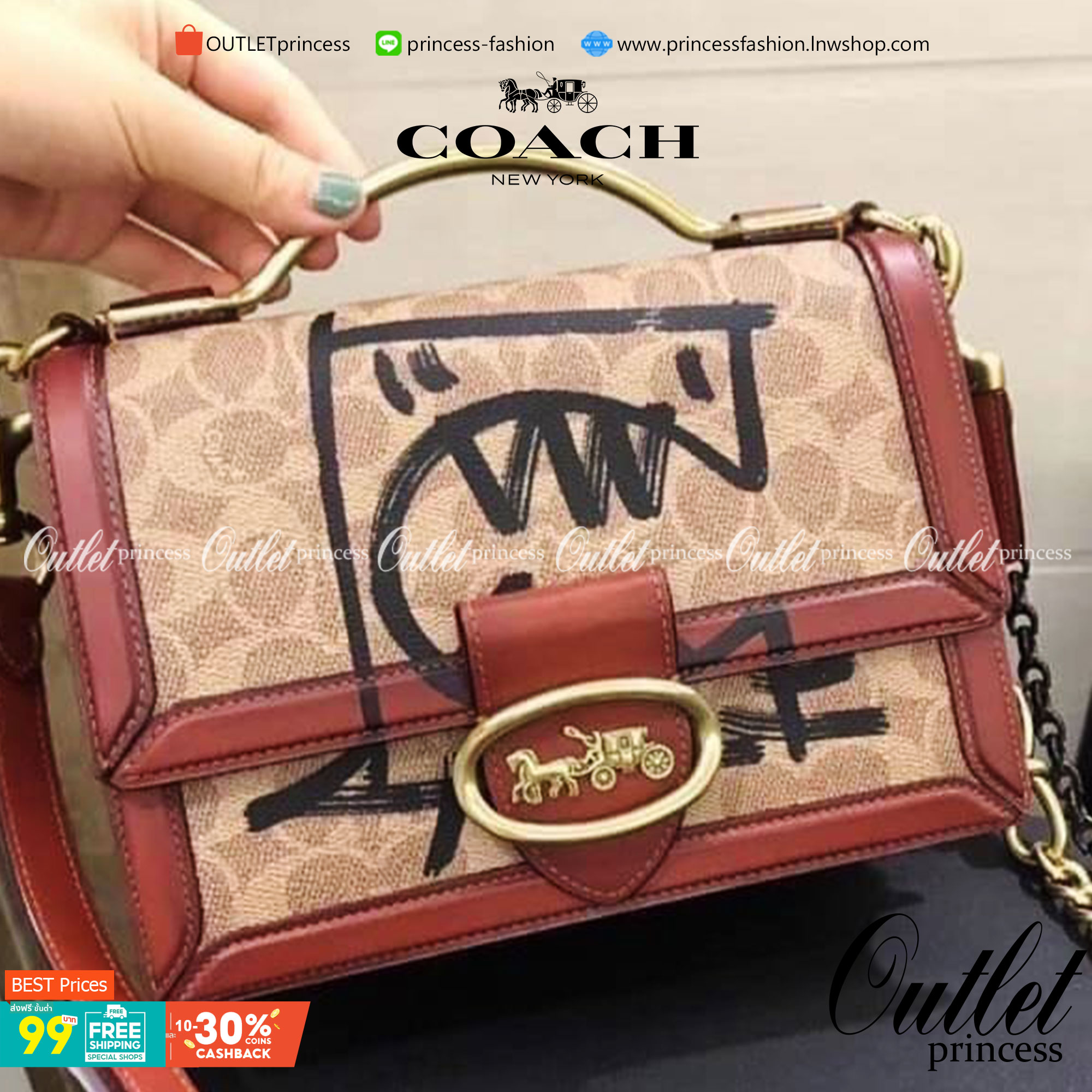 Coach Riley Top Handle 22 In Signature Canvas With Rexy Bag