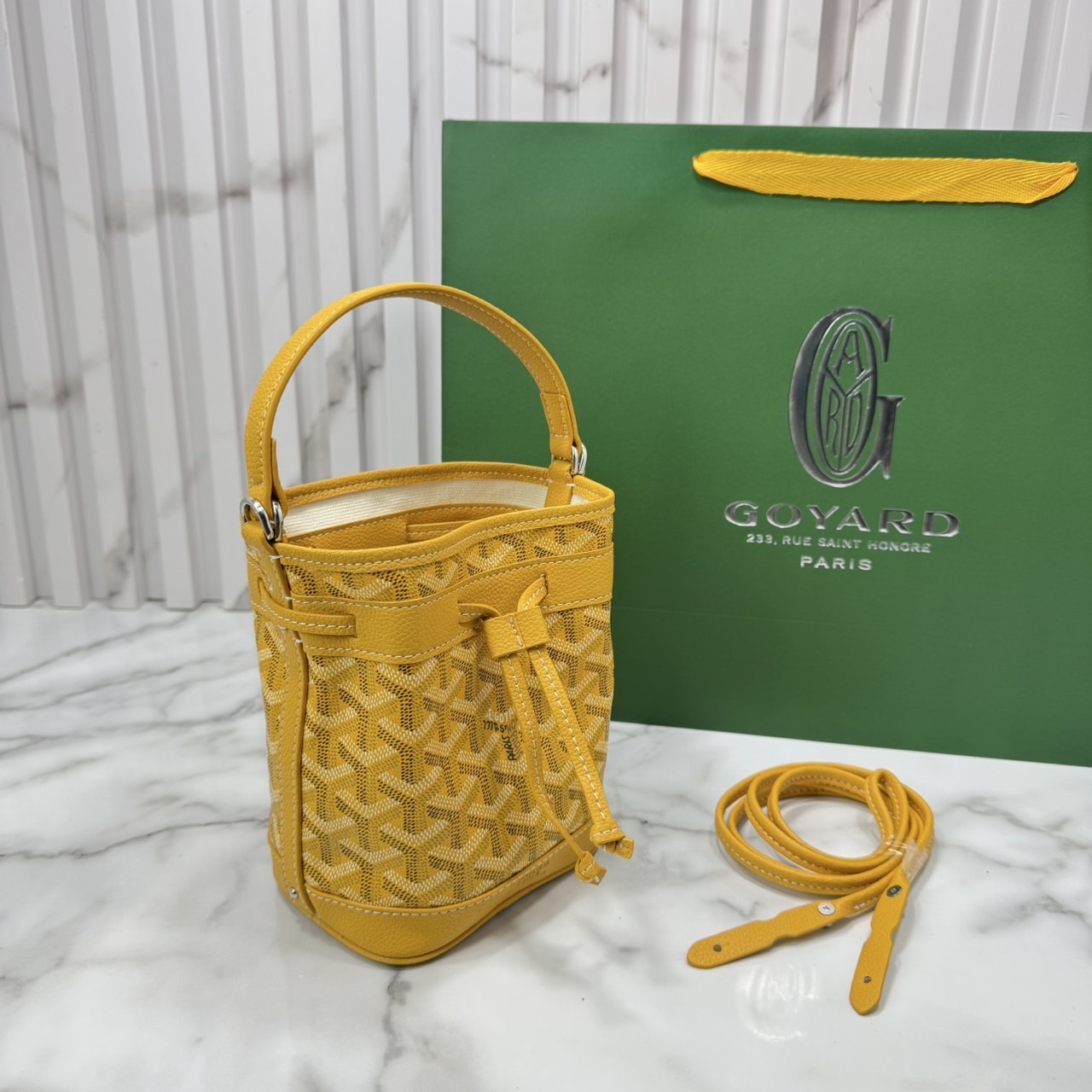RI หนังแท้ | Goyard Petit Flot Mini bucket bag กระเป๋าสะพายทรงบัคเก็ต ไซส์มินิ ดูผู้ดีในตัว วัสดุหนังแคนวาสพิมพ์ลายสวยคม