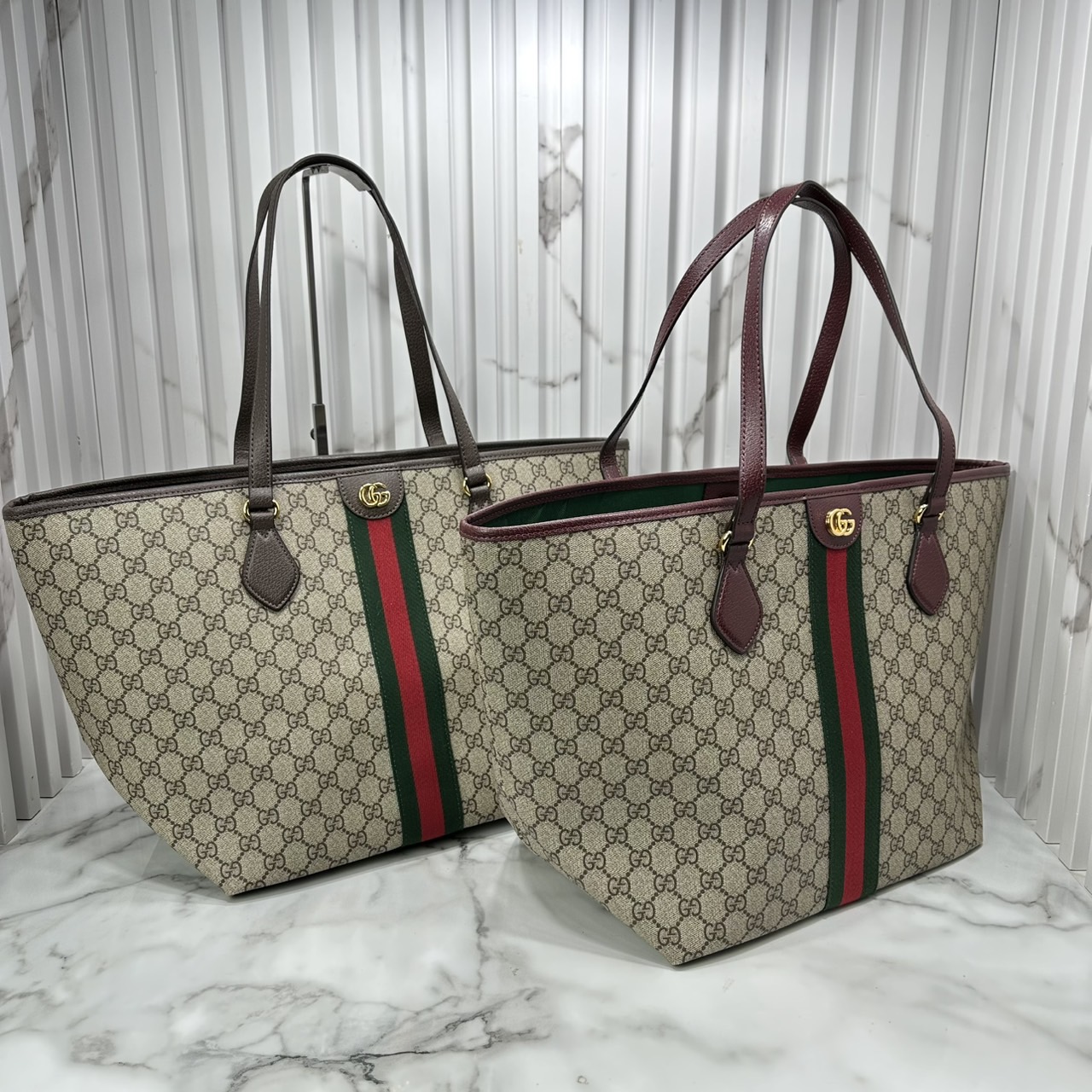 ORI หนังแท้ | Gucci Ophidia medium tote bag GG Monogram Double G / Gucci Tote Bag กระเป๋าสะพายทรงโท้ทใบใหญ่ ภายในโล่งกว้างจุของได้เยอะ