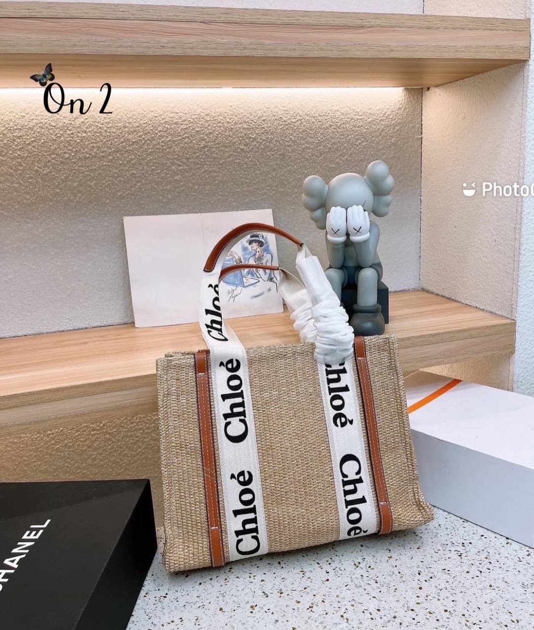 CHLOE Woody tote bag 14" / Chloe Women's Straw Woven Canvas Print Shopping Bag ปังไม่ไหว รุ่นมาใหม่งานสานแน่นเต็มใบ สายสะพายแคนวาสพิมพ์ชื่อแบรนด์แบบตะโกน สวยลงตัวรุ่นนึ้ไม่ควรพลาดน้า