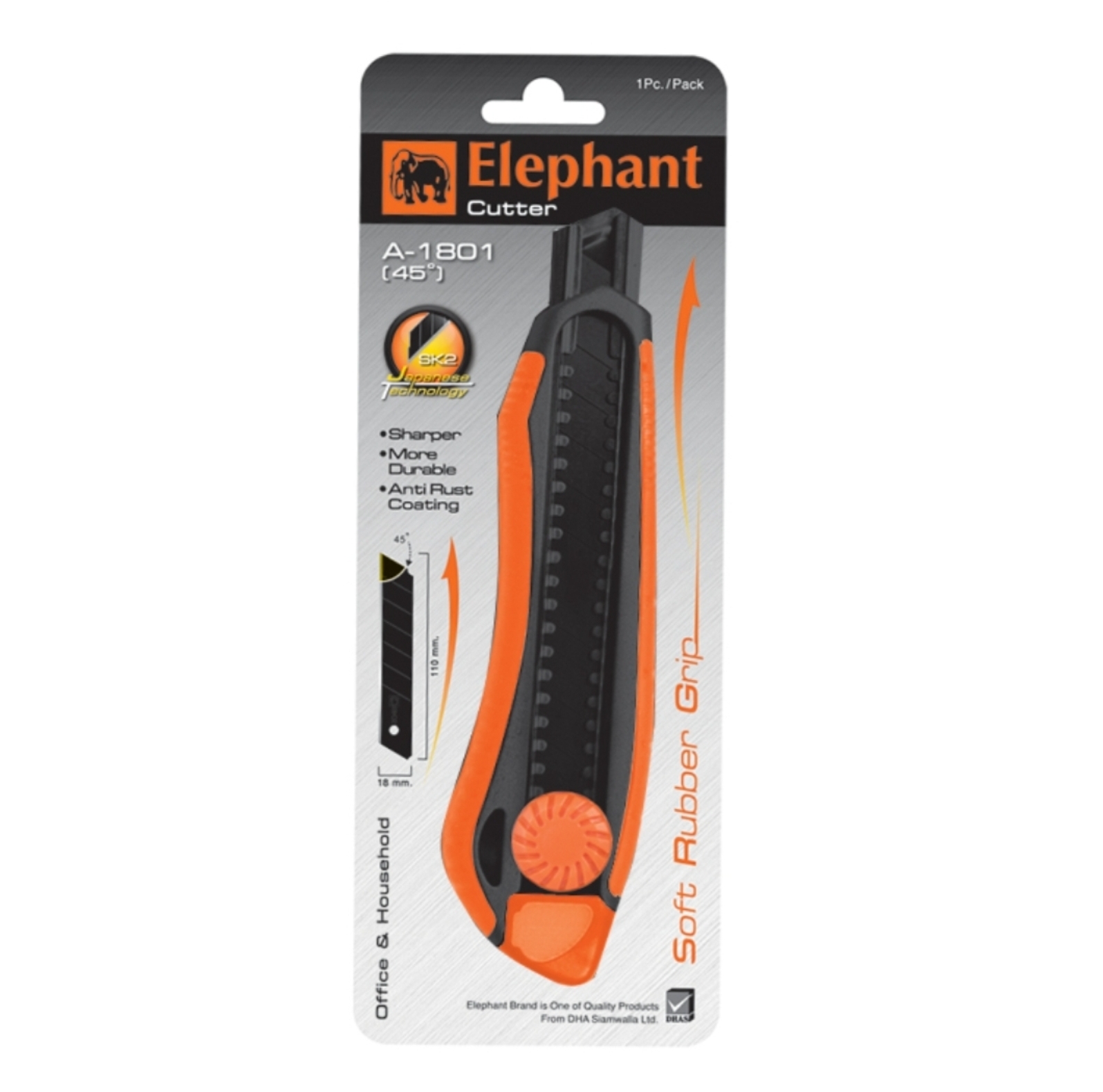 คัตเตอร์ใบใหญ่ ช้าง A-1801 45องศา