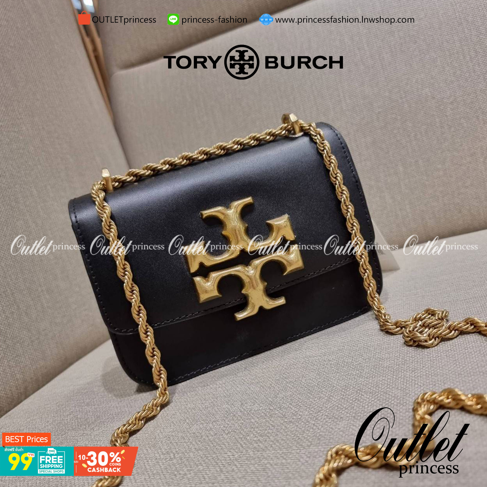 TORY BURCH ELEANOR SMALL CONVERTIBLE SHOULDER BAG ฮอตไอเท็ม รุ่นนี้ขายดีขายหมด คัมแบค!! สวยหรู คุณหนู ผู้ดี!! หายากมากที่สุด!! กระเป๋าสะพายข้าง ดีไซน์อยู่ทรง ขนาดกำลังสะดวกใช้สำหรับสาว วัสดุหนังแท้เต็มใบ สีทูโทน เปิด-ปิดด้วยแถบแม่เหล็ก ภายในแบ่งสัดส่วนได้