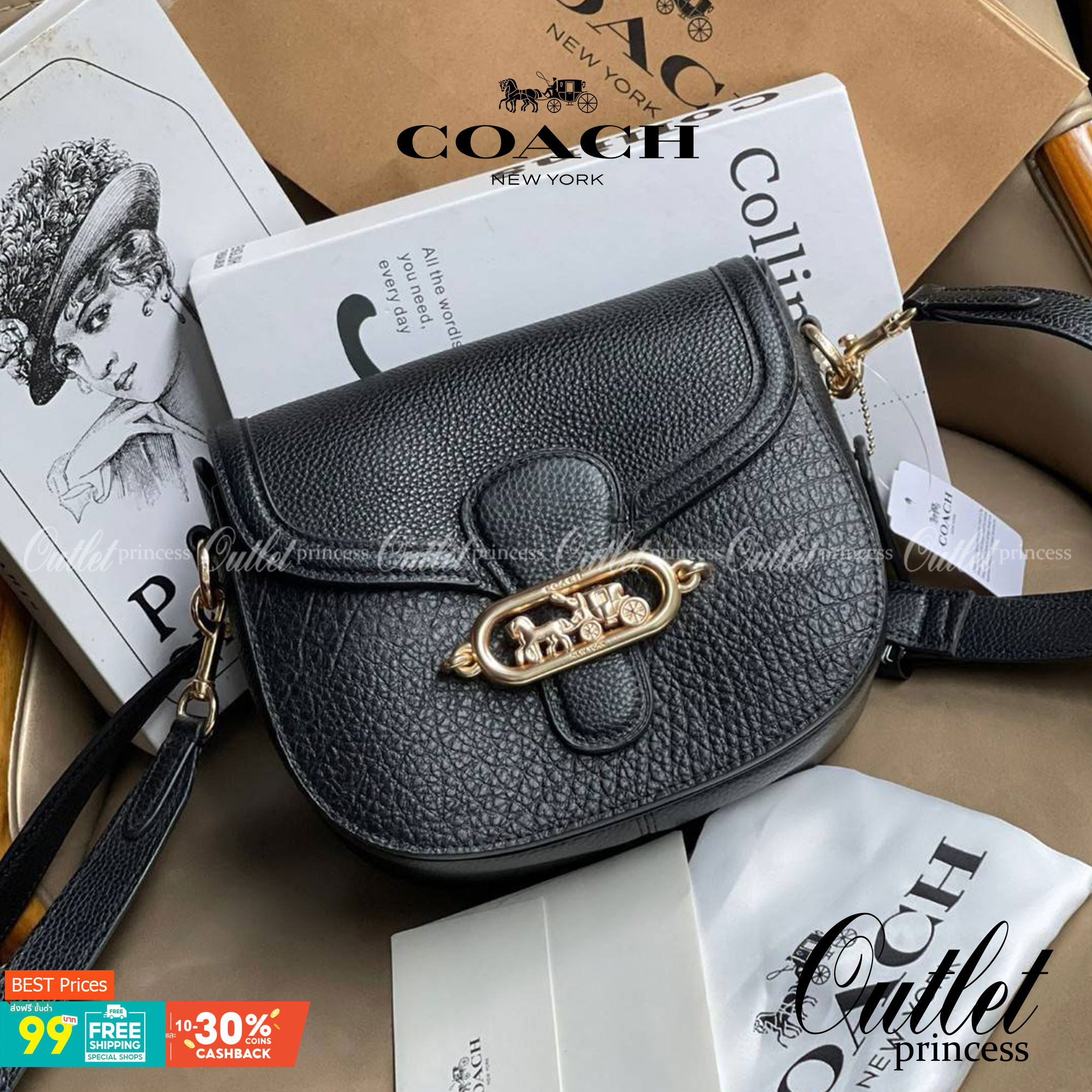 COACH JADE SADDLE BAG 91084 จุดเด่นคือ การออกแบบให้กระเป๋าเป็นรูปทรงที่โค้งมนตามสไตล์โฮโบ (Hobo Style) ผสมผสานกับความสวยงามของโลโก้ด้านหน้าอันเป็นเอกลักษณ์ สายสะพายข้างที่สามารถปรับระดับได้ สวยสะดุดตา ดูแลง่าย นอกจากนี้ คุณยังสามารถนำไป Mix & Match กับการ
