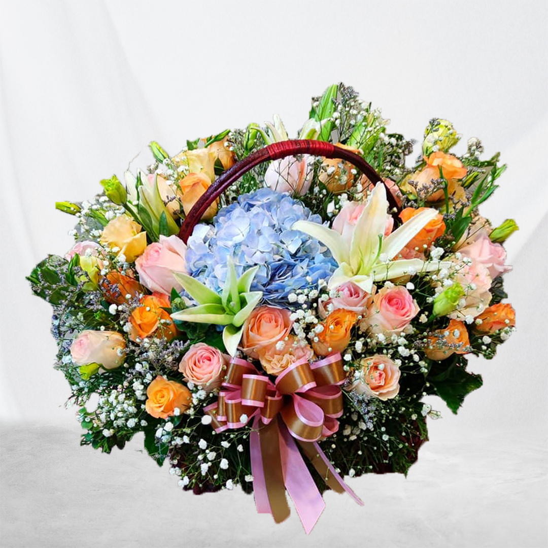 กระเช้าดอกไม้สด กระเช้าดอกไม้ Flower basket ตระกร้าดอกไม้