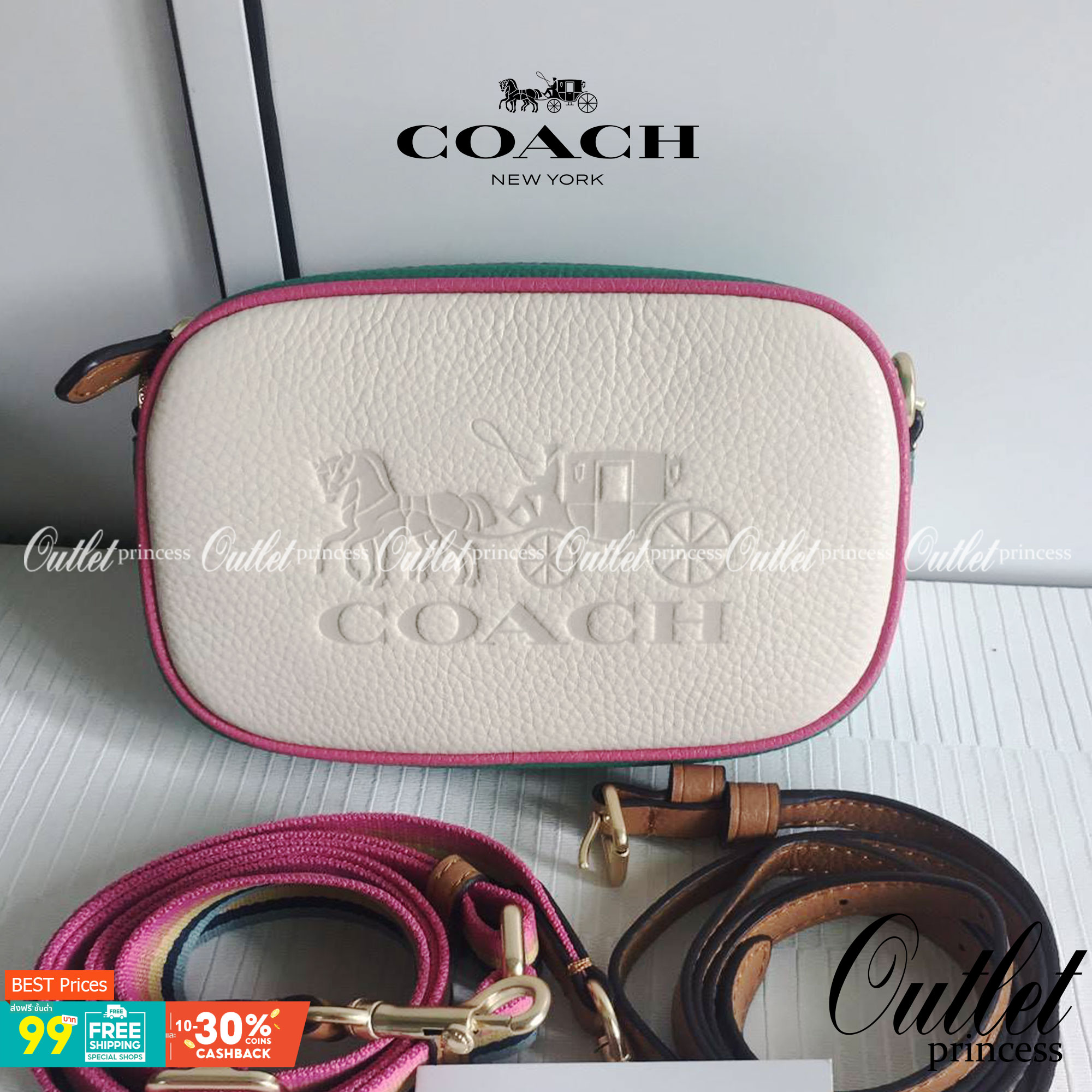 COACH JES CONVERTIBLE BELT BAG IN COLORBLOCK 2IN1 !! กระเป๋าคาดอก/สะพายข้าง ใช้ได้ถึง 2 แบบ!! คุ้มค่ามากที่สุด!! วัสดุหนัง pepble ดีไซน์เรียบ แต่หรู ภายในเป็นช่องโล่ง ใบนี้สาวๆที่ไม่ชอบพกของเยอะ เหมาะมากๆน้า 🙇♀️ ของดีราคาจับต้องได้ ไอเท็มนี