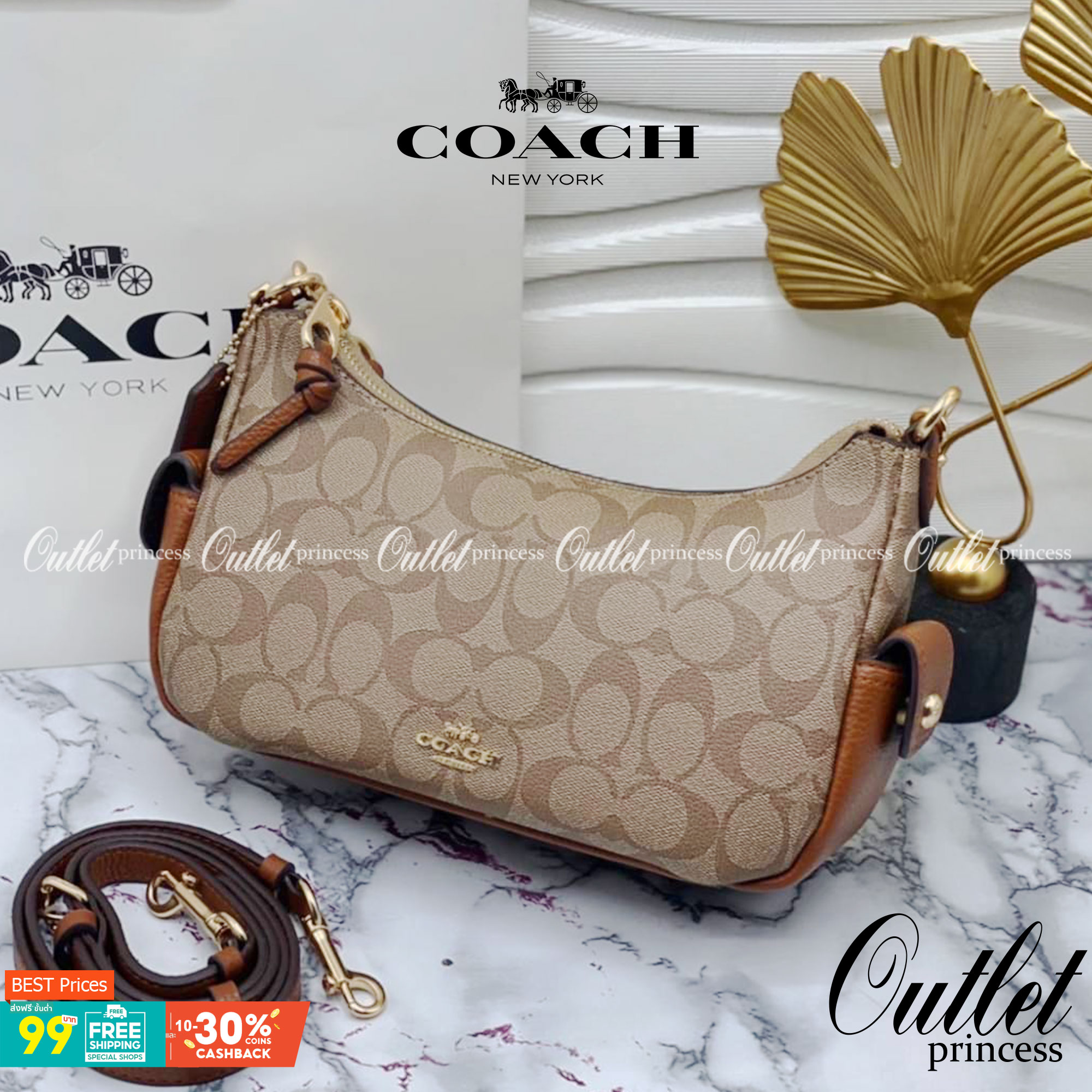 COACH Pennie Shoulder Bag In Signature Canvas พร้อมส่งที่ไทย