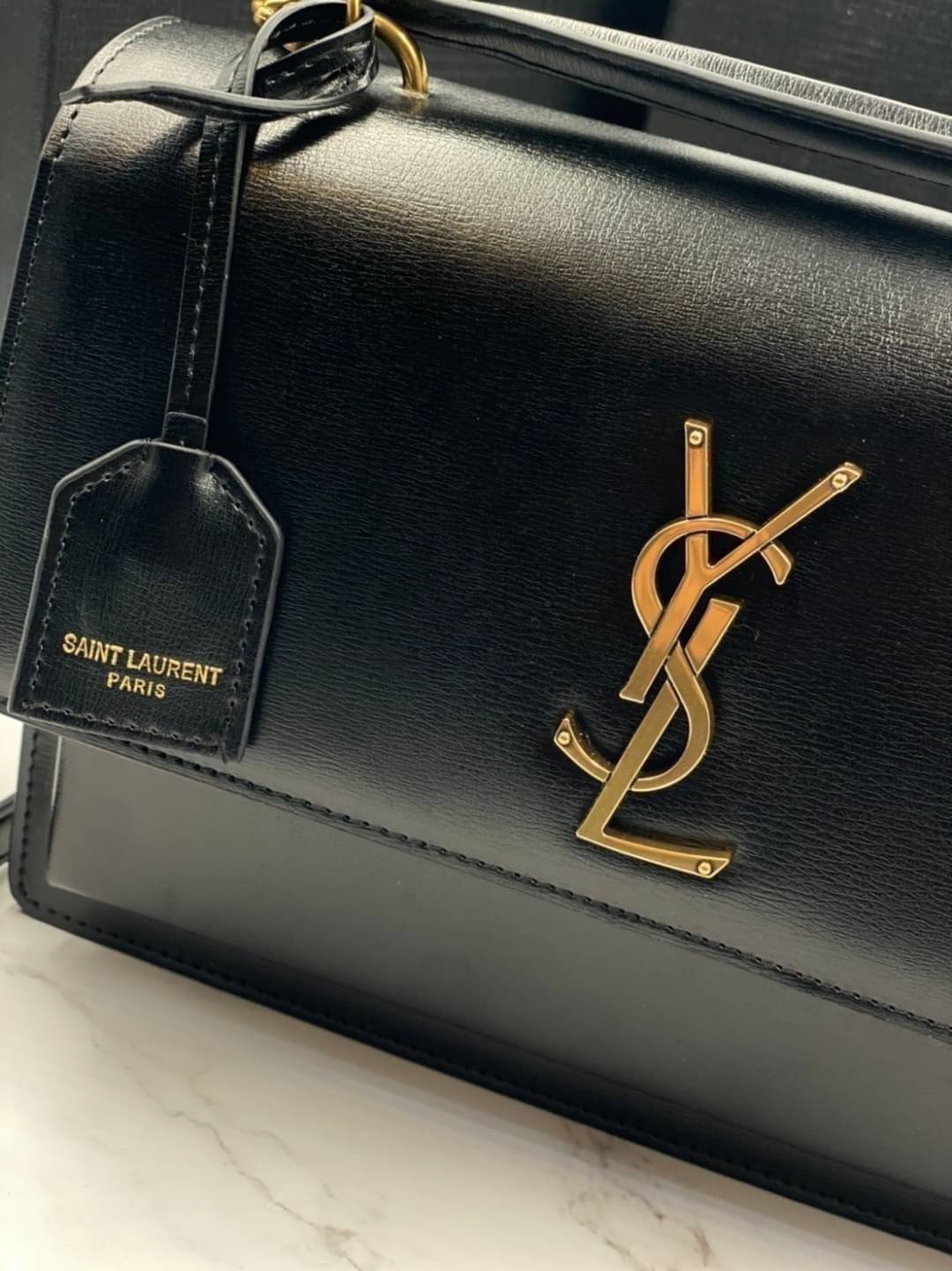 หนังแท้ YSL SAINT LAURENT SUNSET MEDIUM IN SMOOTH LEATHER SHOULDER BAG - BLACK